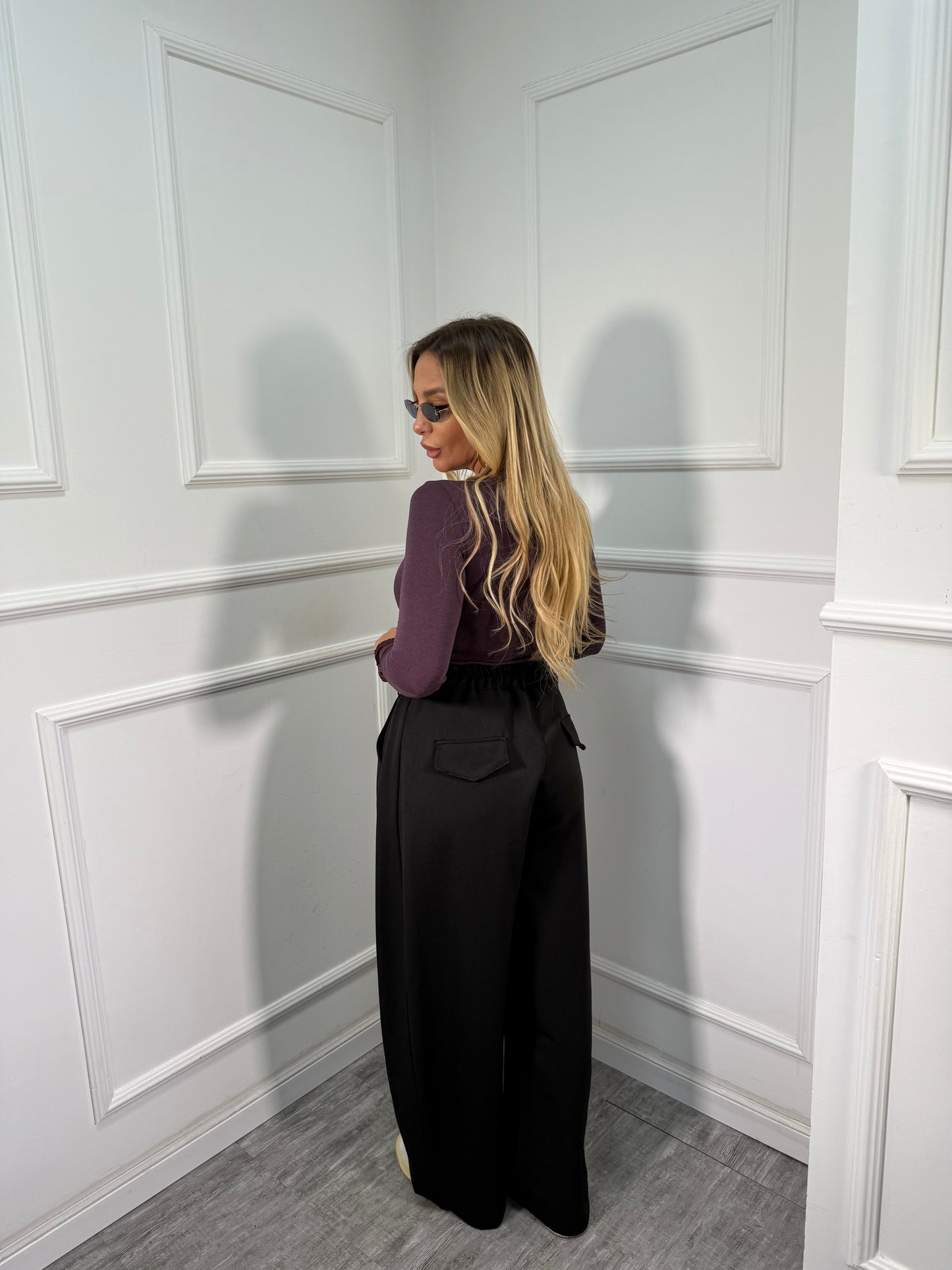 Pantaloni palazzo Jessy nero my19655