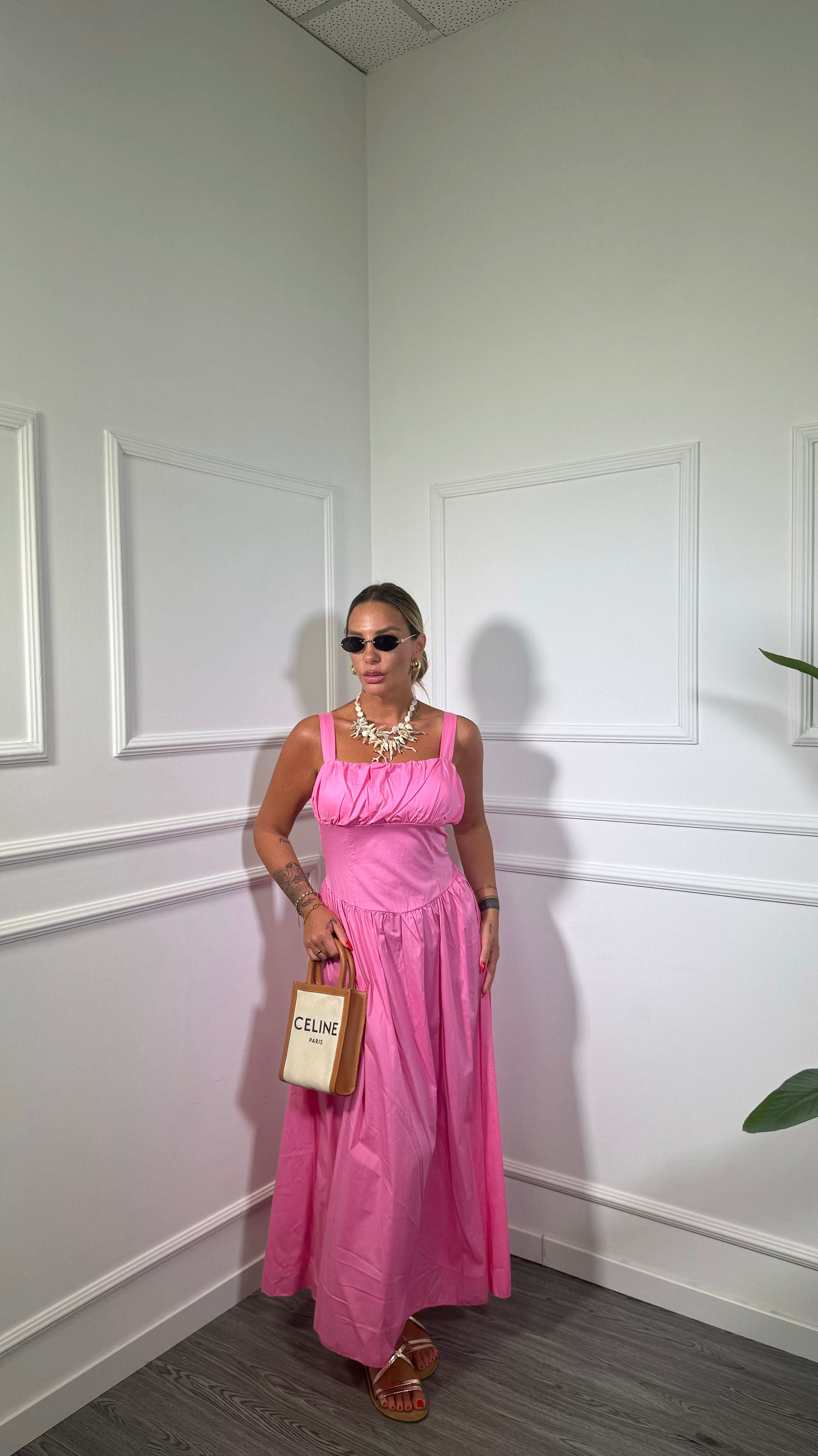 Abito midi in cotone Shila rosa barbie 58202