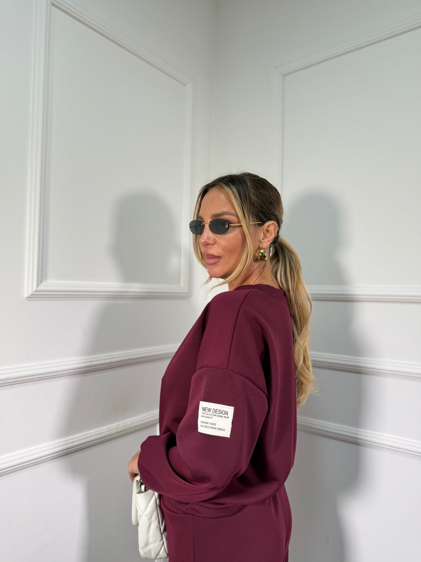 Coordinato in tuta Casual borgogna 22041