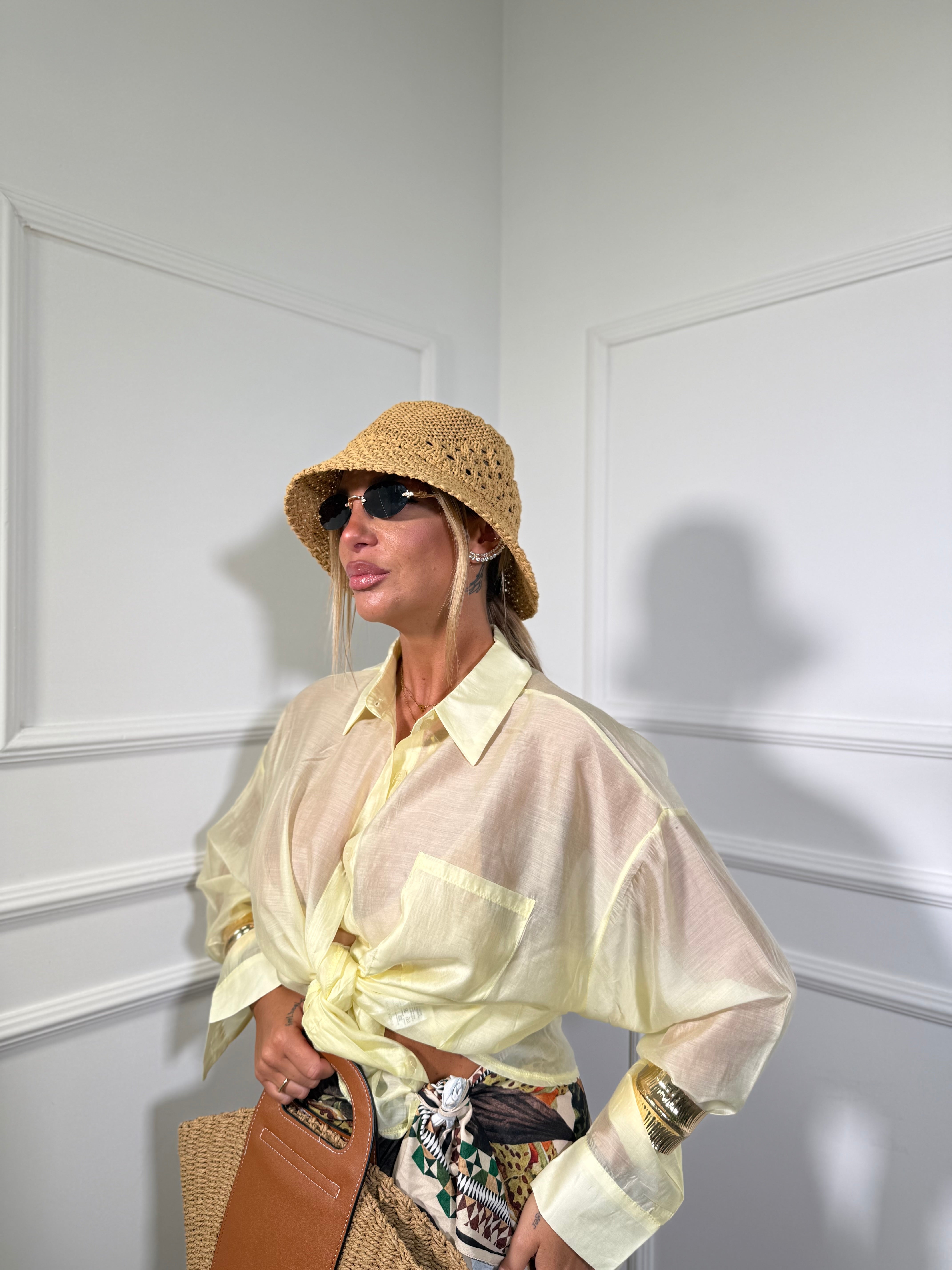Camicia oversize semi velata flayr giallo pastello 6808