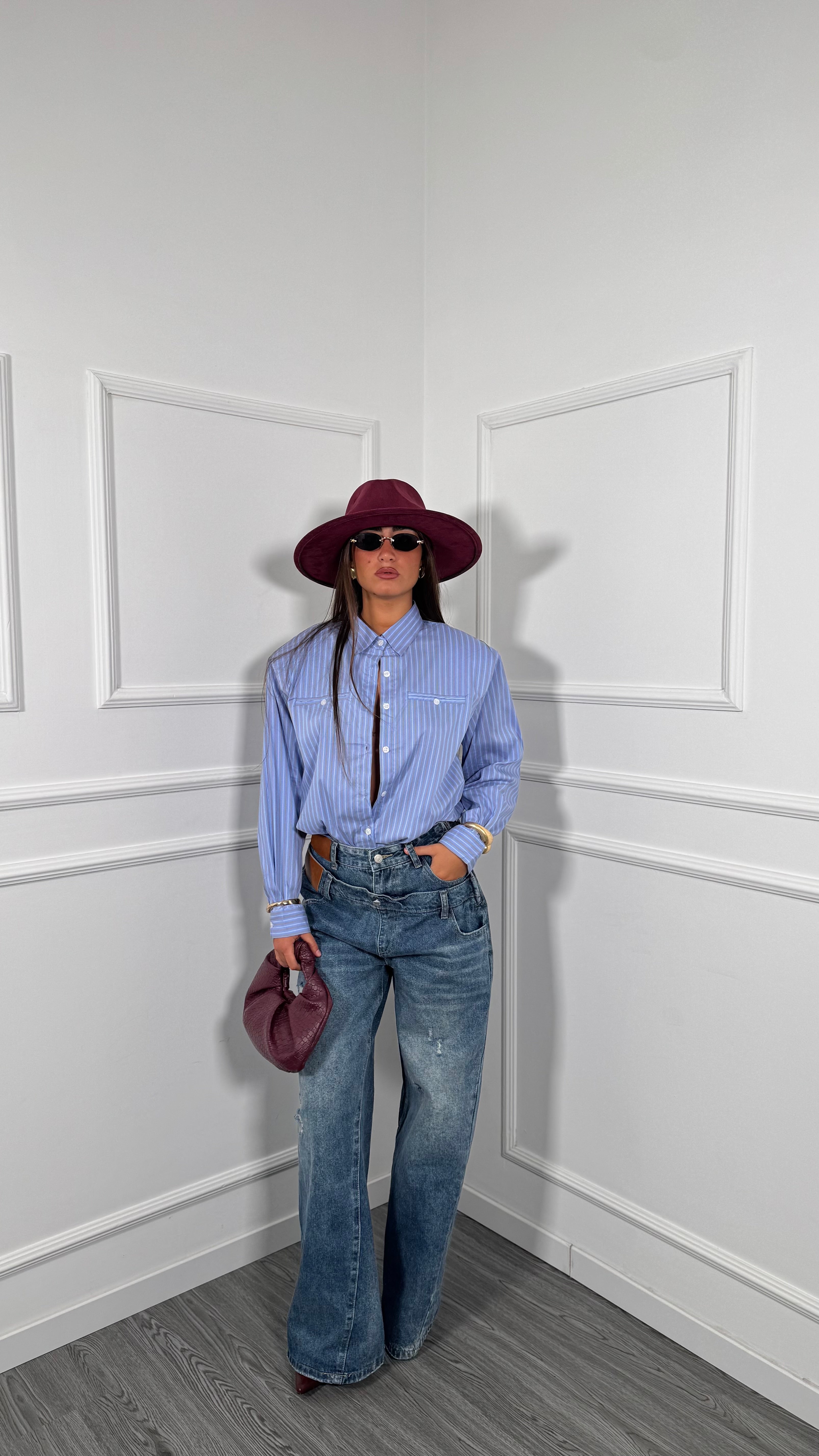 Jeans palazzo doppio bustino lavaggio medio Double