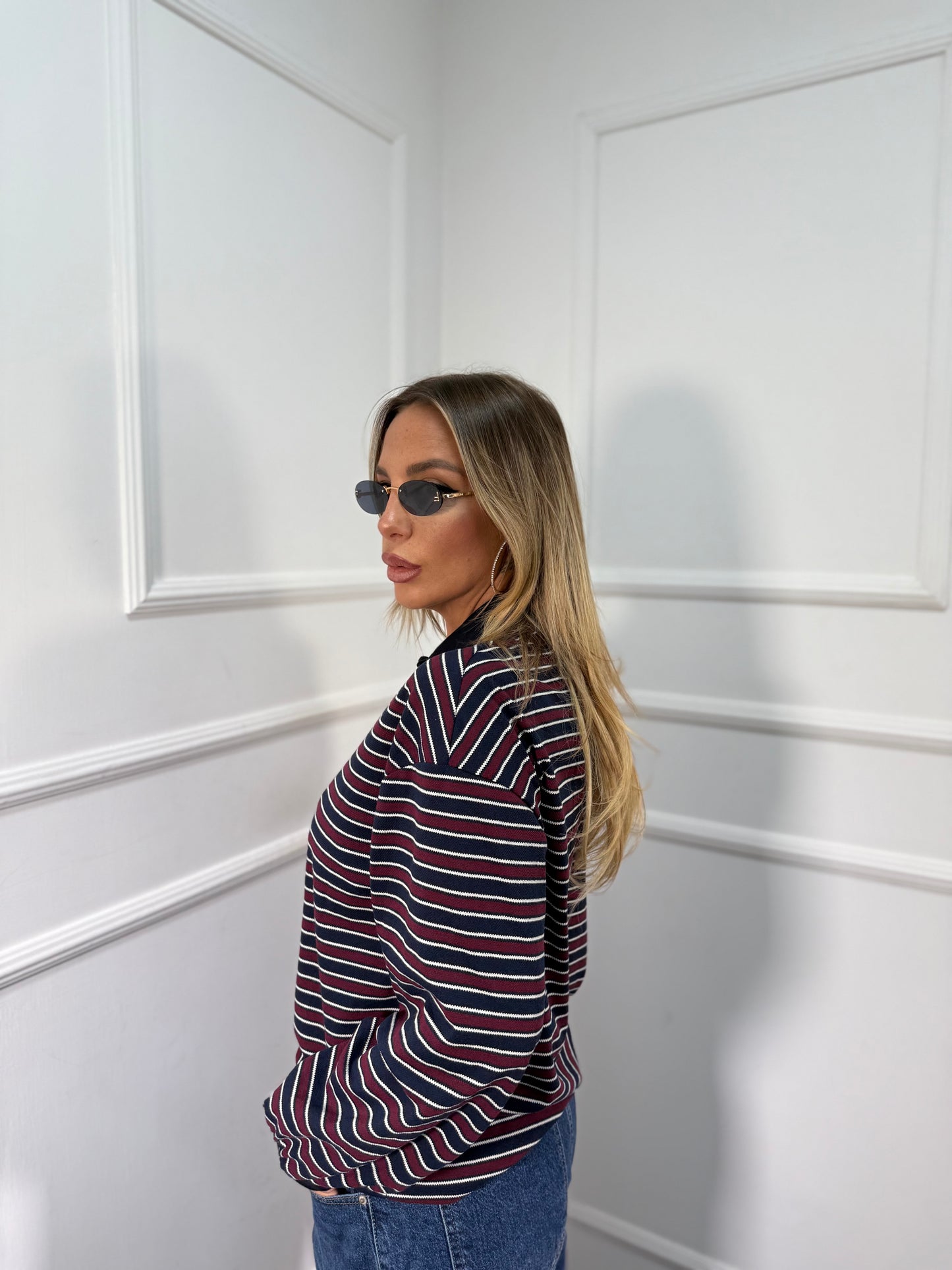 Polo a righe Holly blu/bordeaux 2714