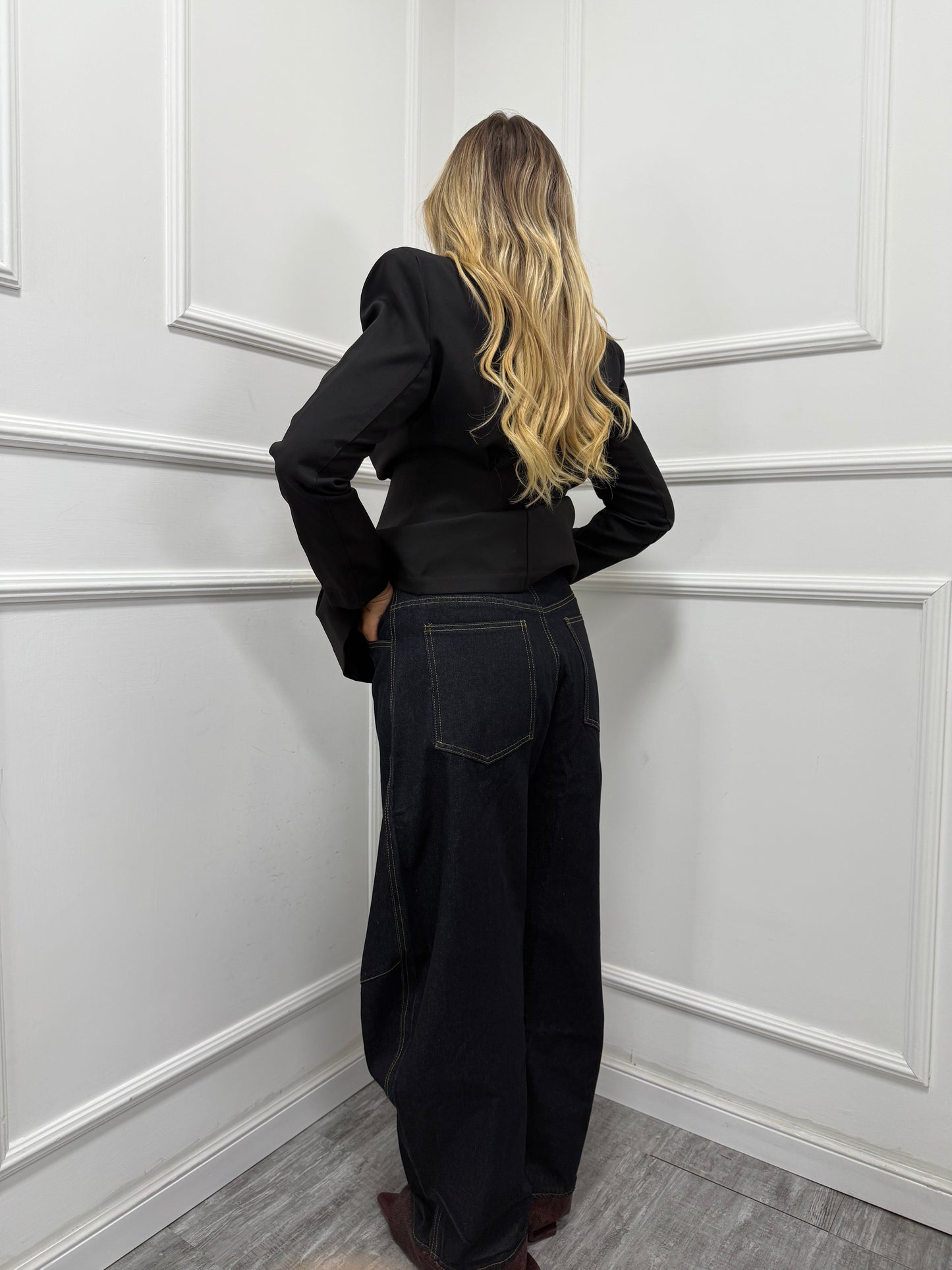 Jeans balloon con piegone pitonato lavaggio zero 9386