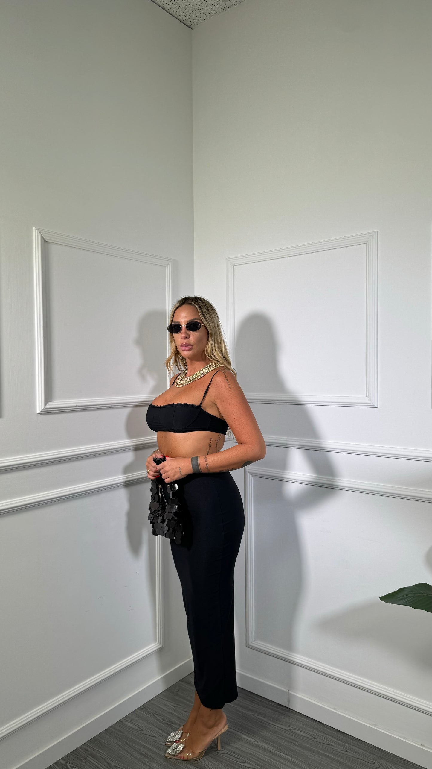 Coordinato in lycra Leonyssi nero 16722