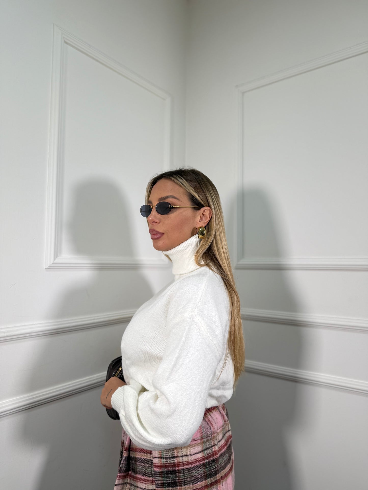 Pullover collo alto manica balloon bianco 2022