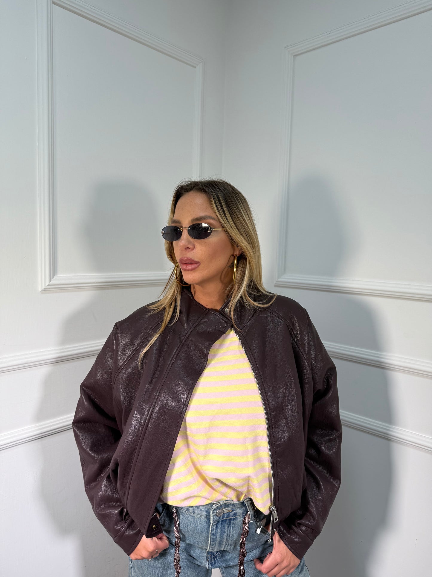 Giacca ecopelle Sidney vinaccia premium quality har005