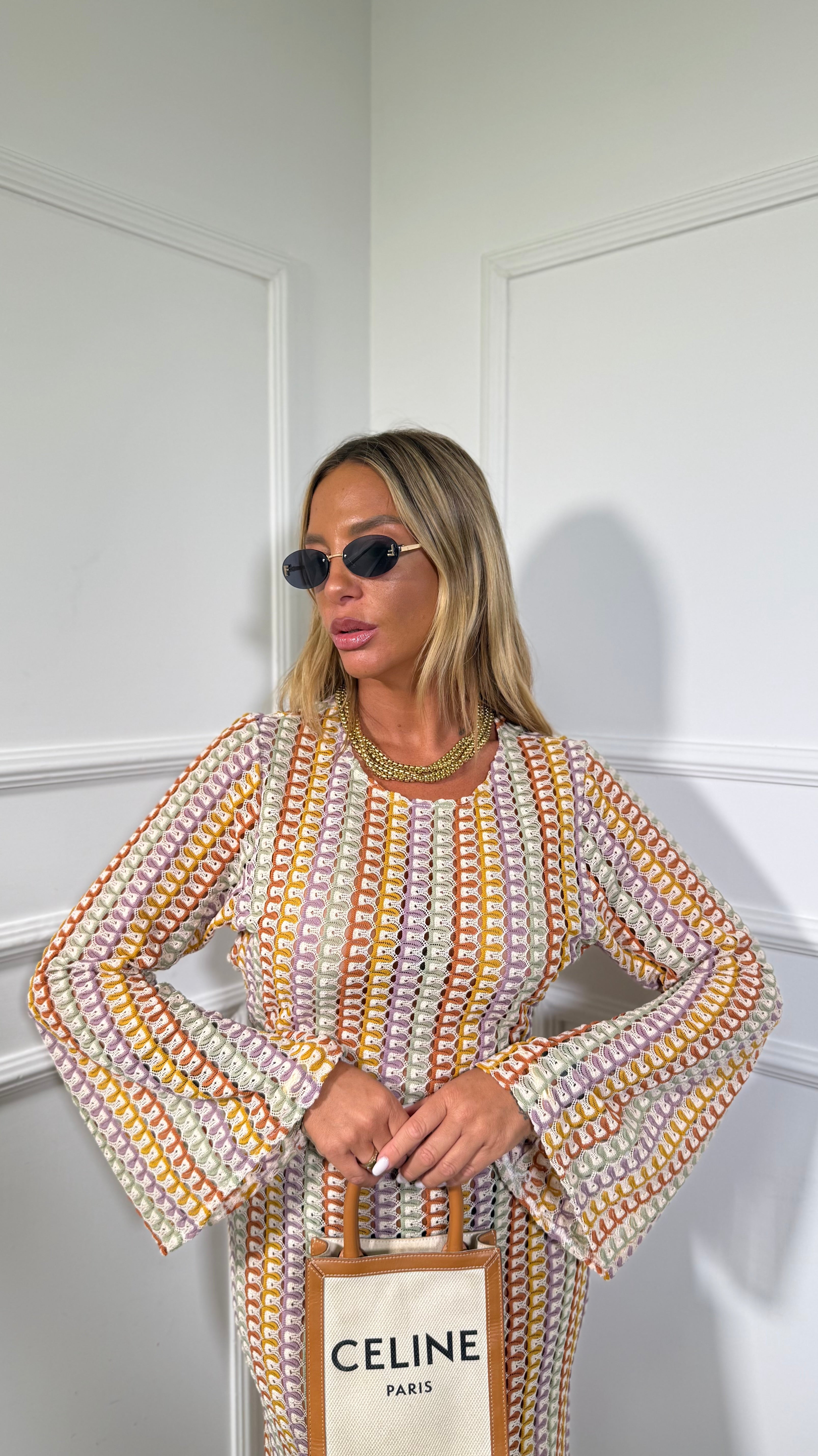 Abito midi traforato Malysia multicolor 0912