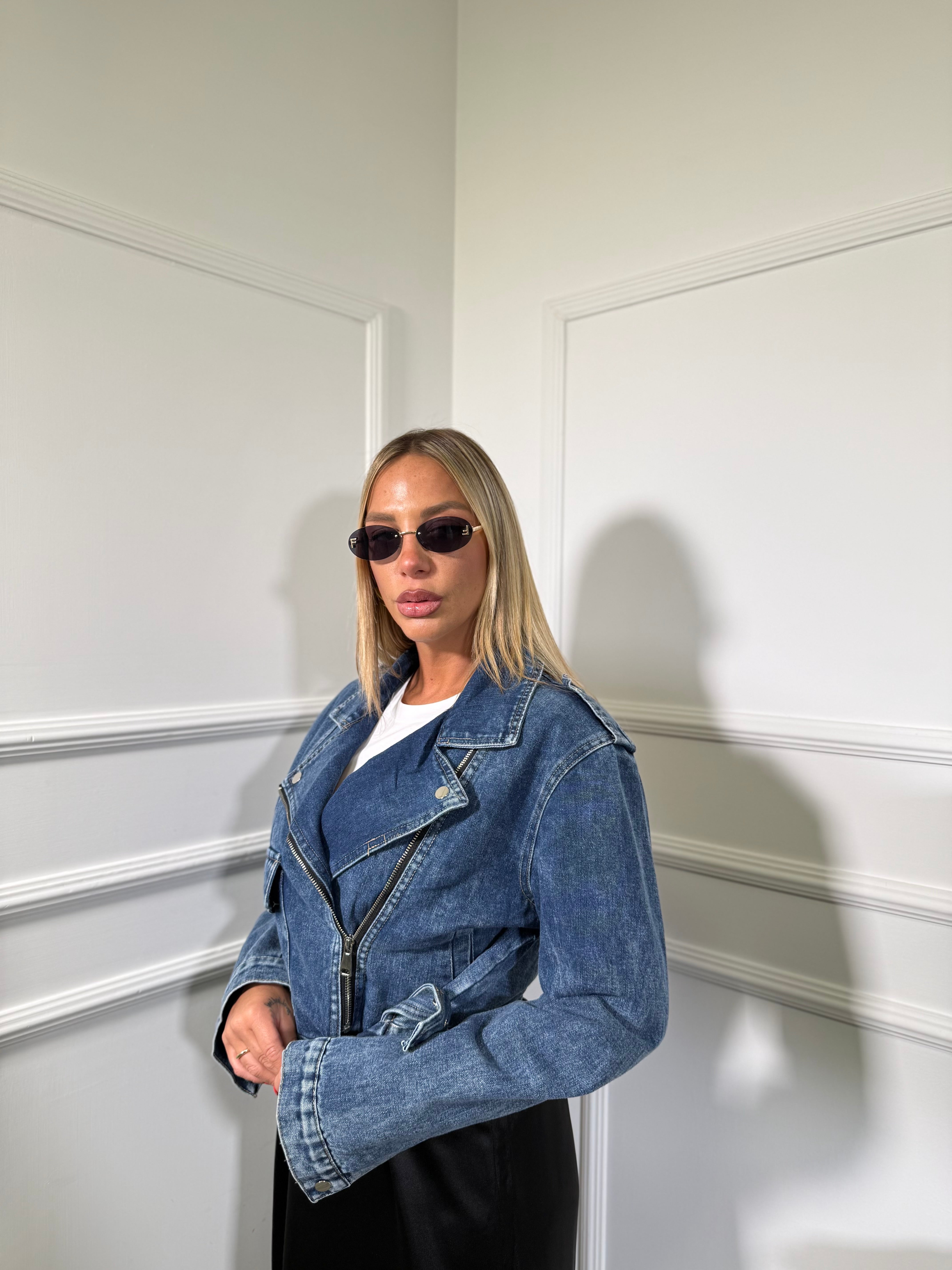 Chiodo in denim lavaggio scuro Brendy mf2672