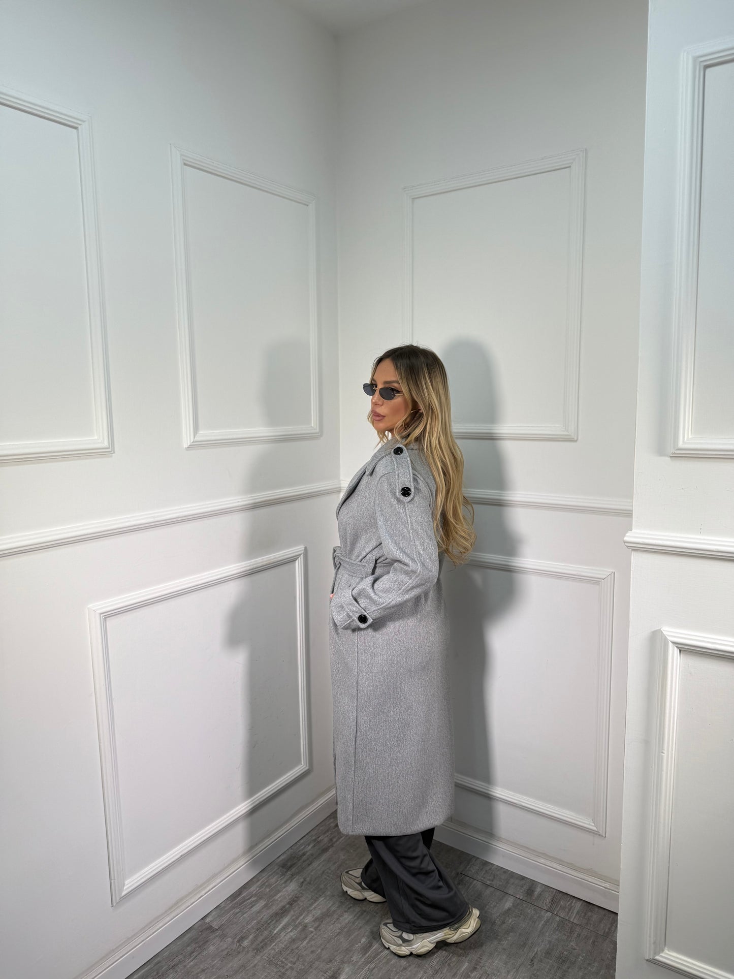 Cappotto in panno Marielle grigio D385