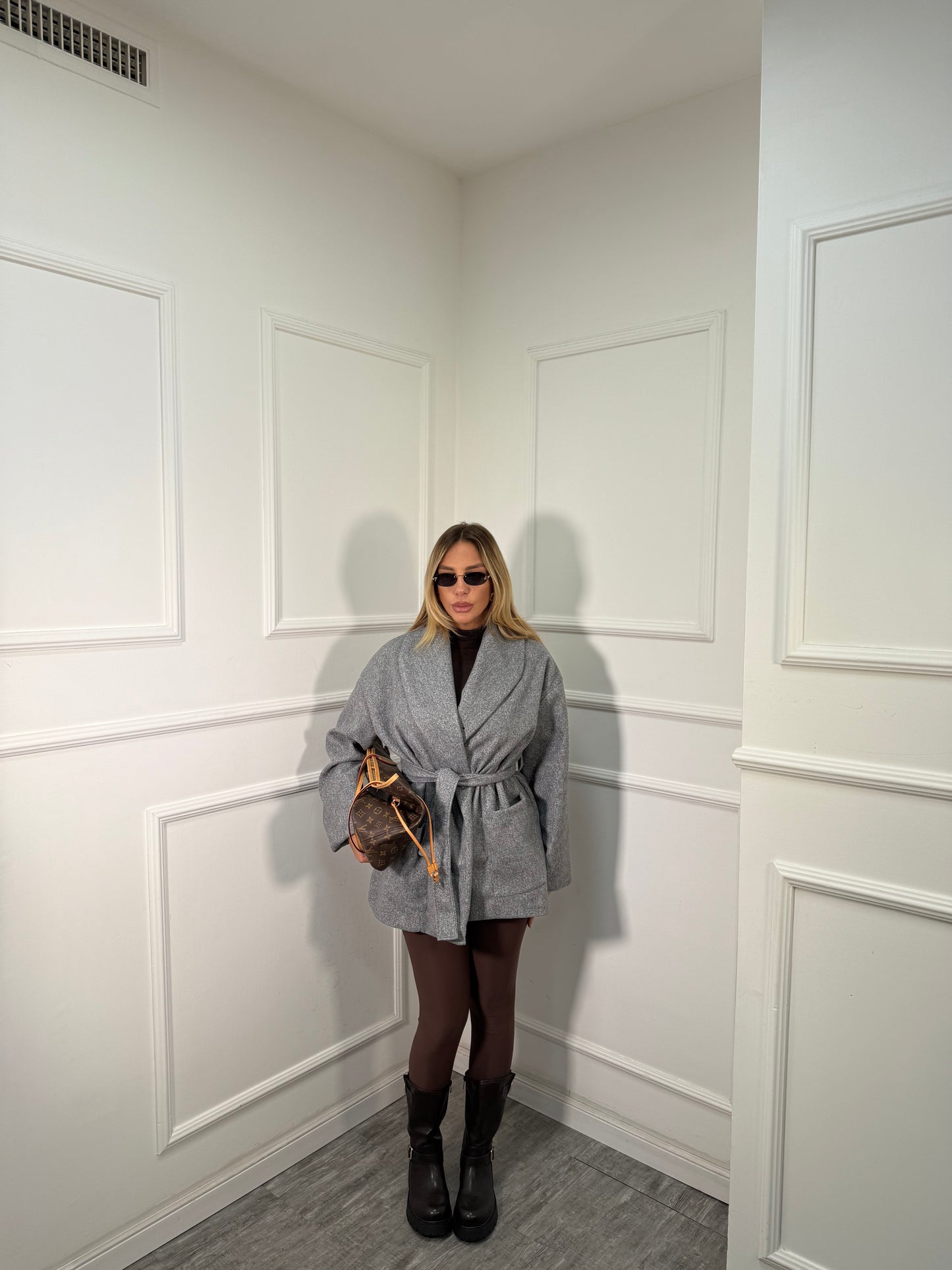 Cappotto in lana cotta Cherì grigio m11146