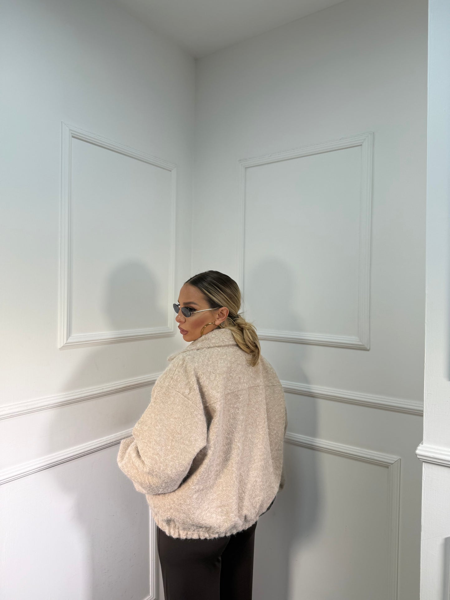 Bomber in lana cotta Shiver burro 520