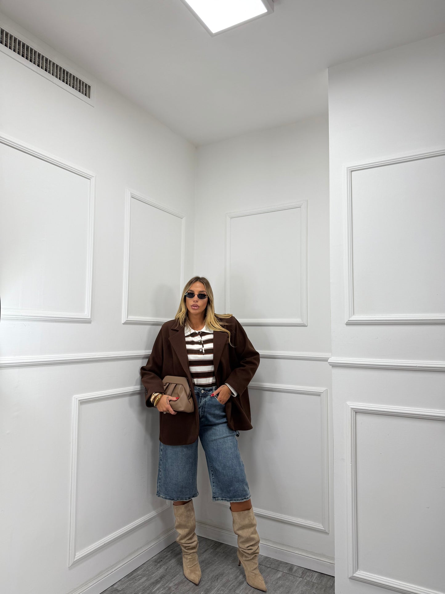 Blazer coat in panno oversize Must Have cioccolato 22305