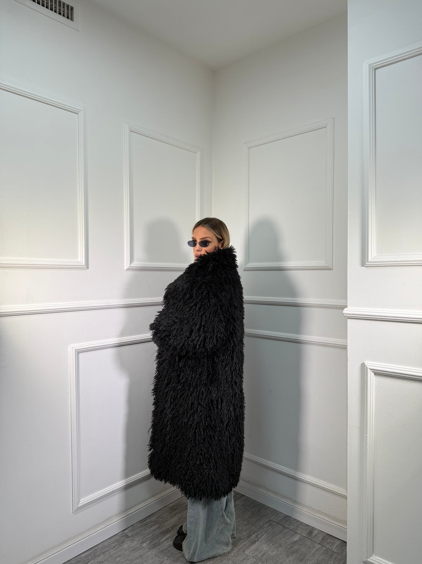 Maxi ecofur mongolia Saint Moritz nera mfy2525