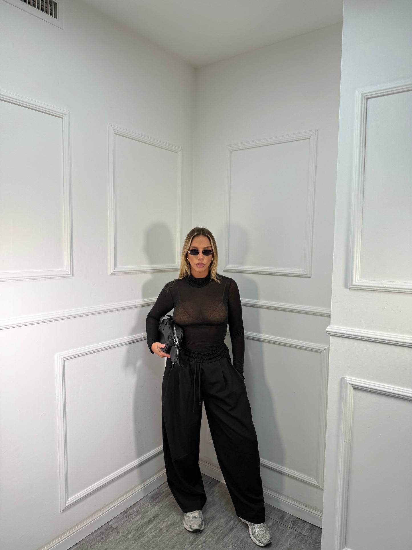 Pantaloni baggy balloon nero m16085