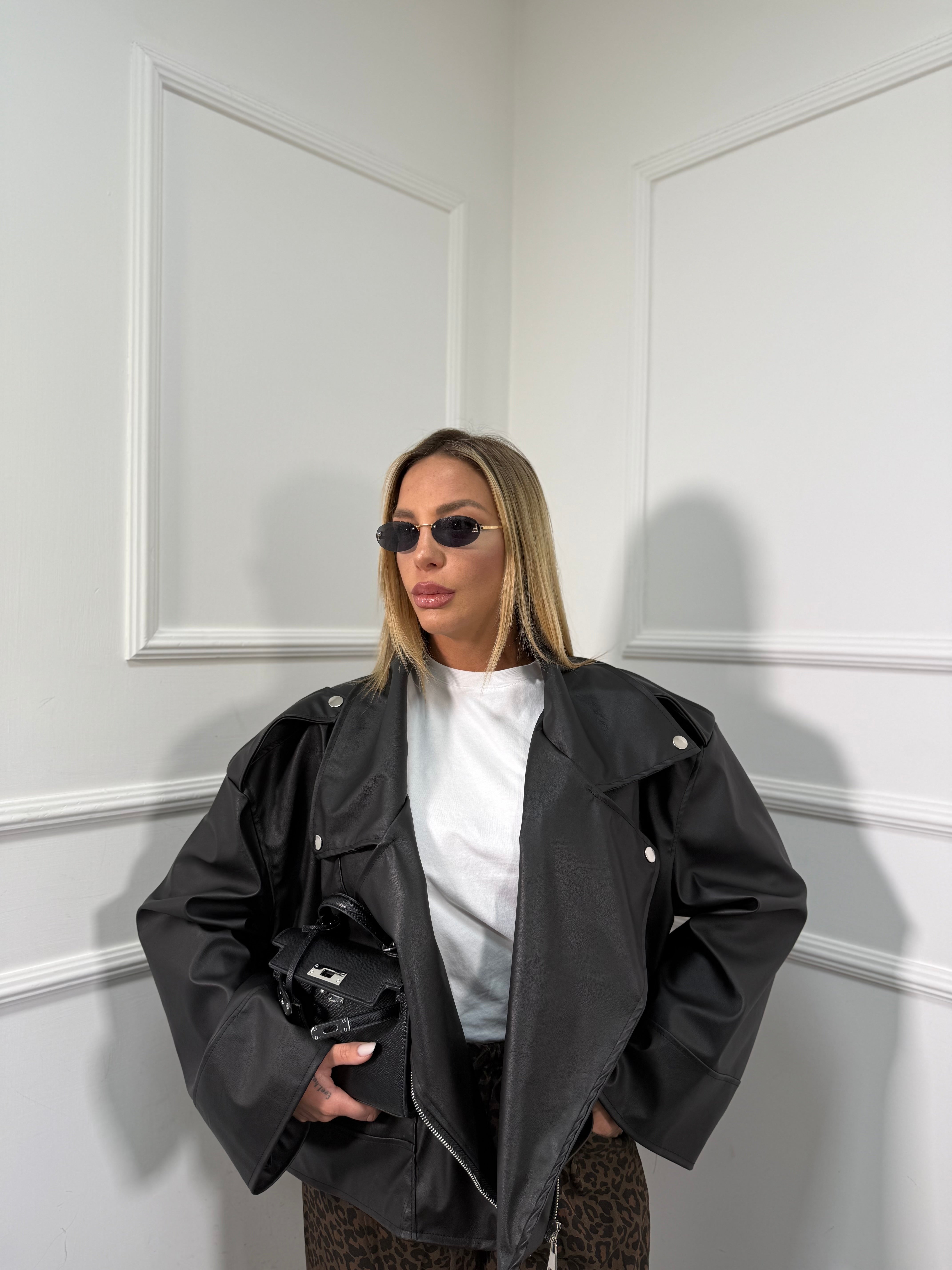 Chiodo oversize ecopelle Notting Hill nero 9849
