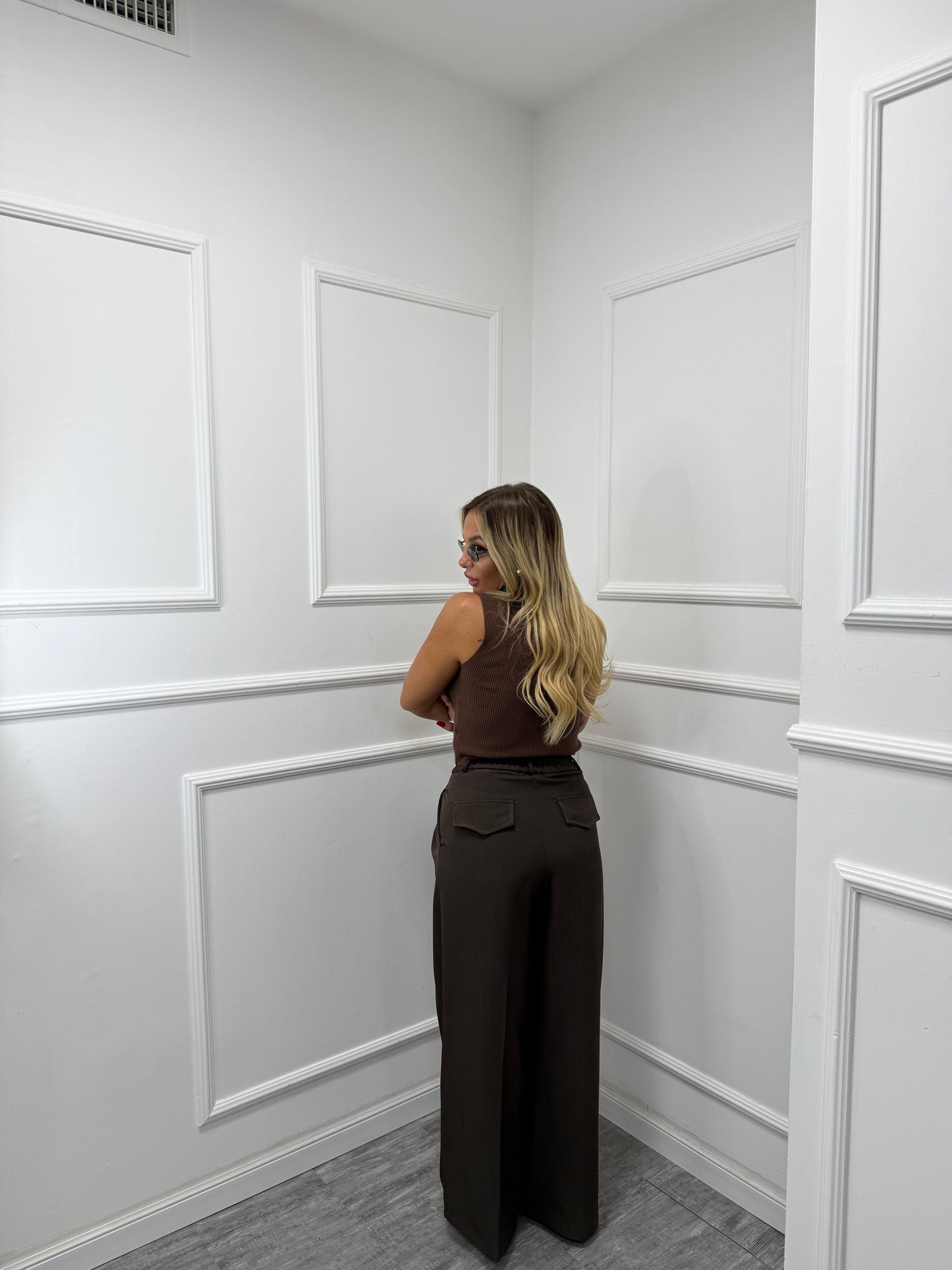 Pantaloni palazzo Back to Office cioccolato 6271