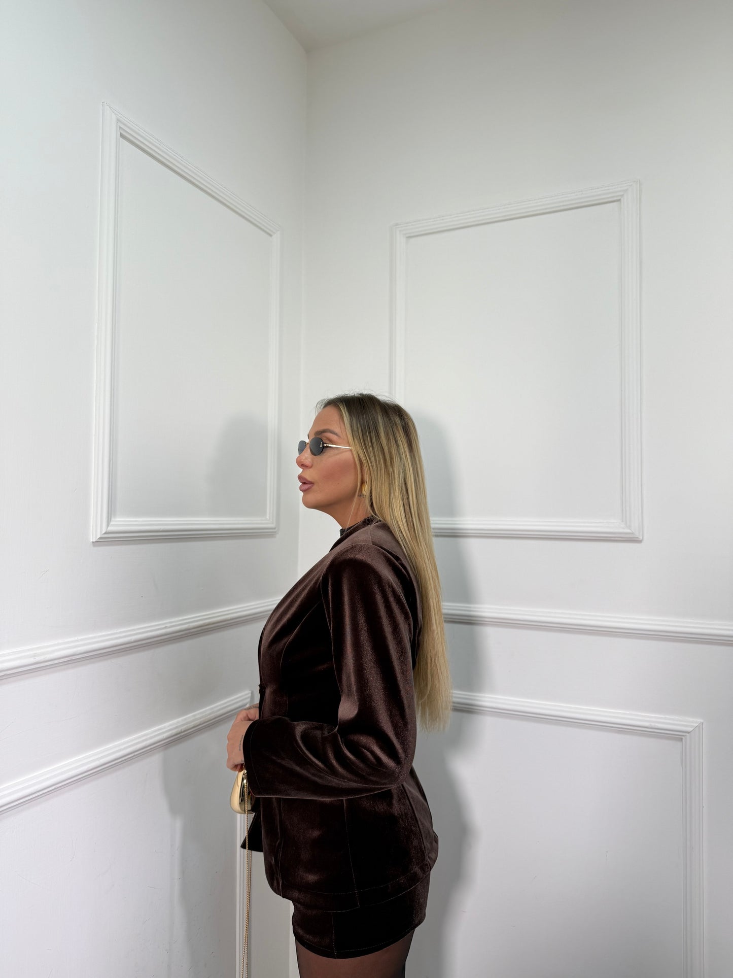 Tailleur in velluto Lusy cioccolato 45058/059