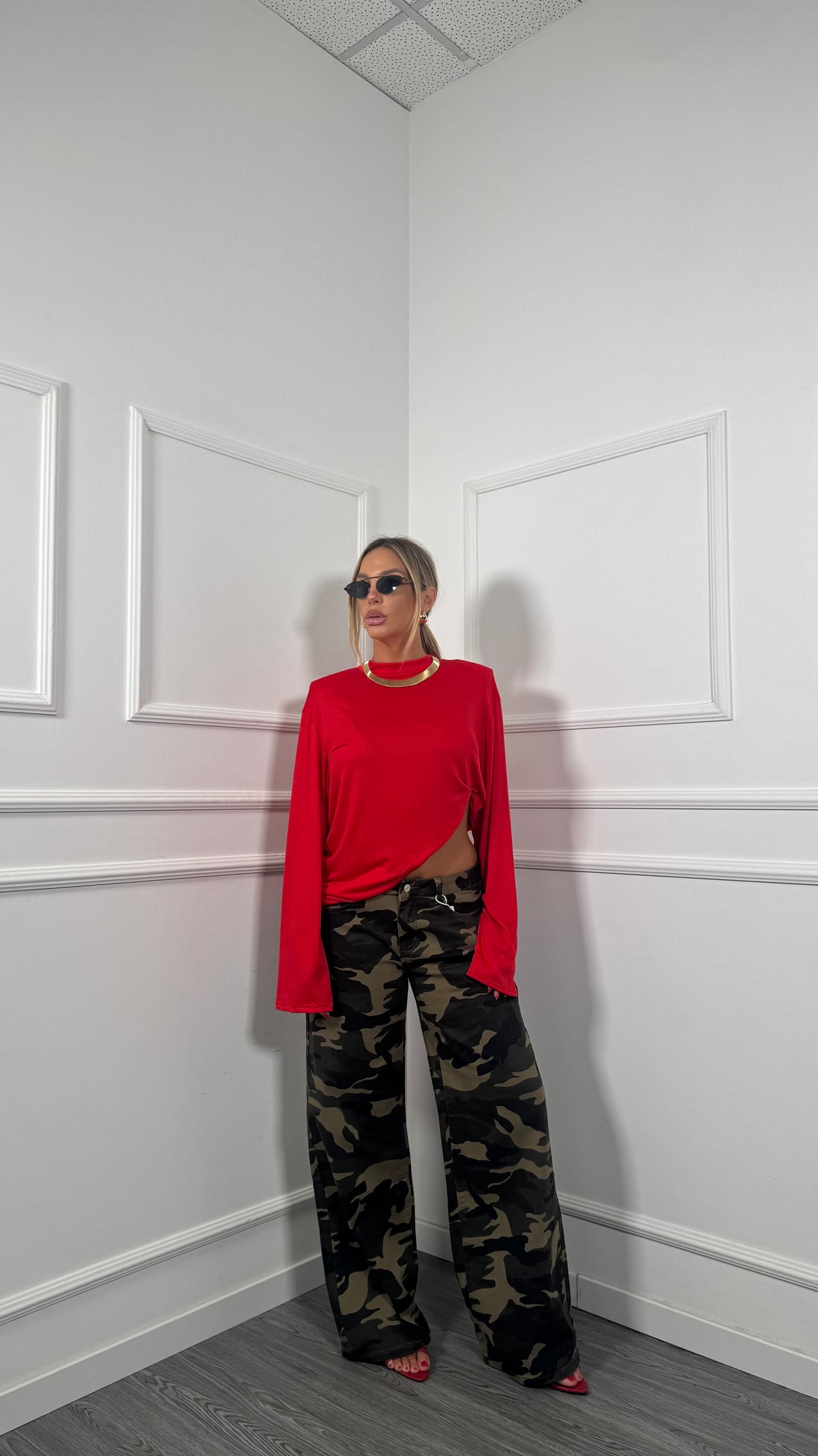 Jeans palazzo militare con tasconi sul retro Babylon kw8958