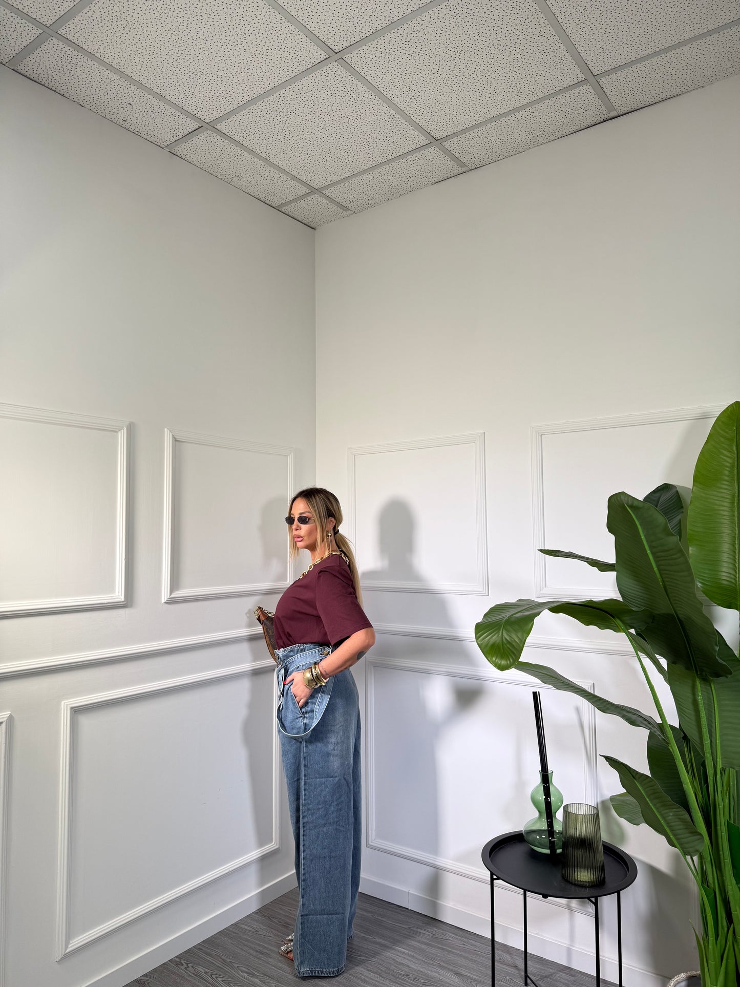 Salopette in denim regolabile Melly lavaggio medio k9036