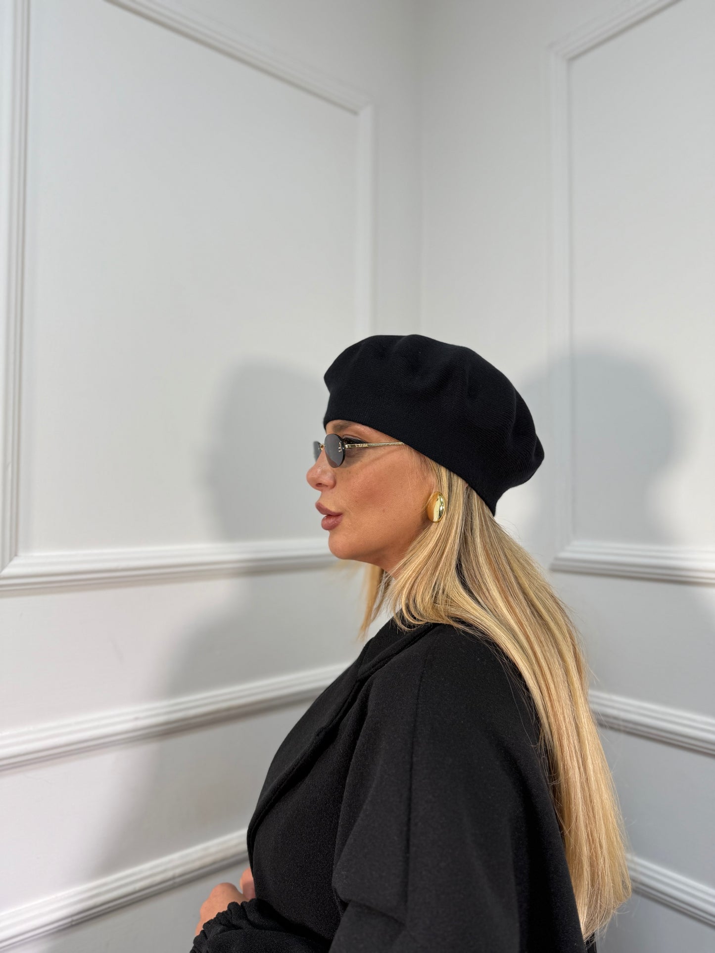 Basco parigino lana rasata nero