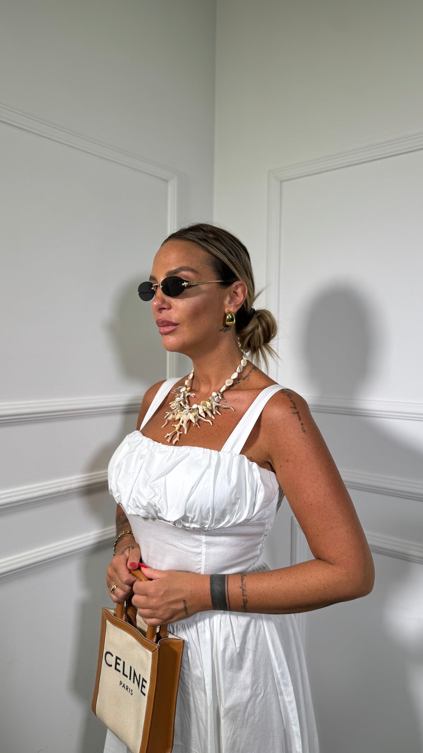 Abito midi in cotone Shila bianco 58202