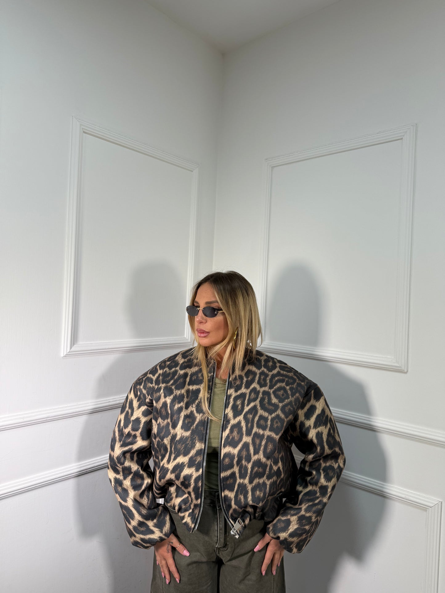 Bomber oversize in panno maculato by lumina ld3758