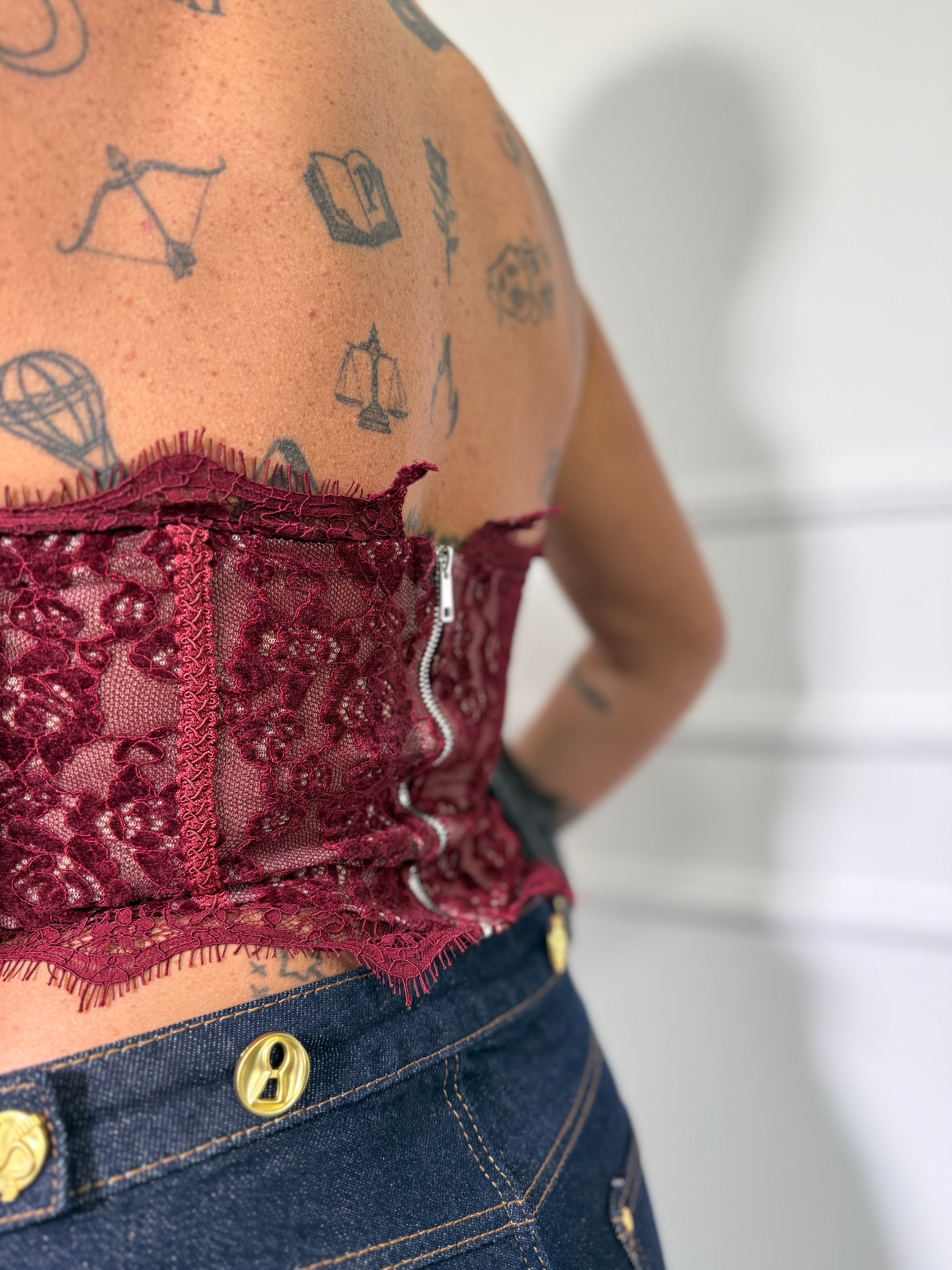 Bustier in pizzo Giselda bordeaux 1960