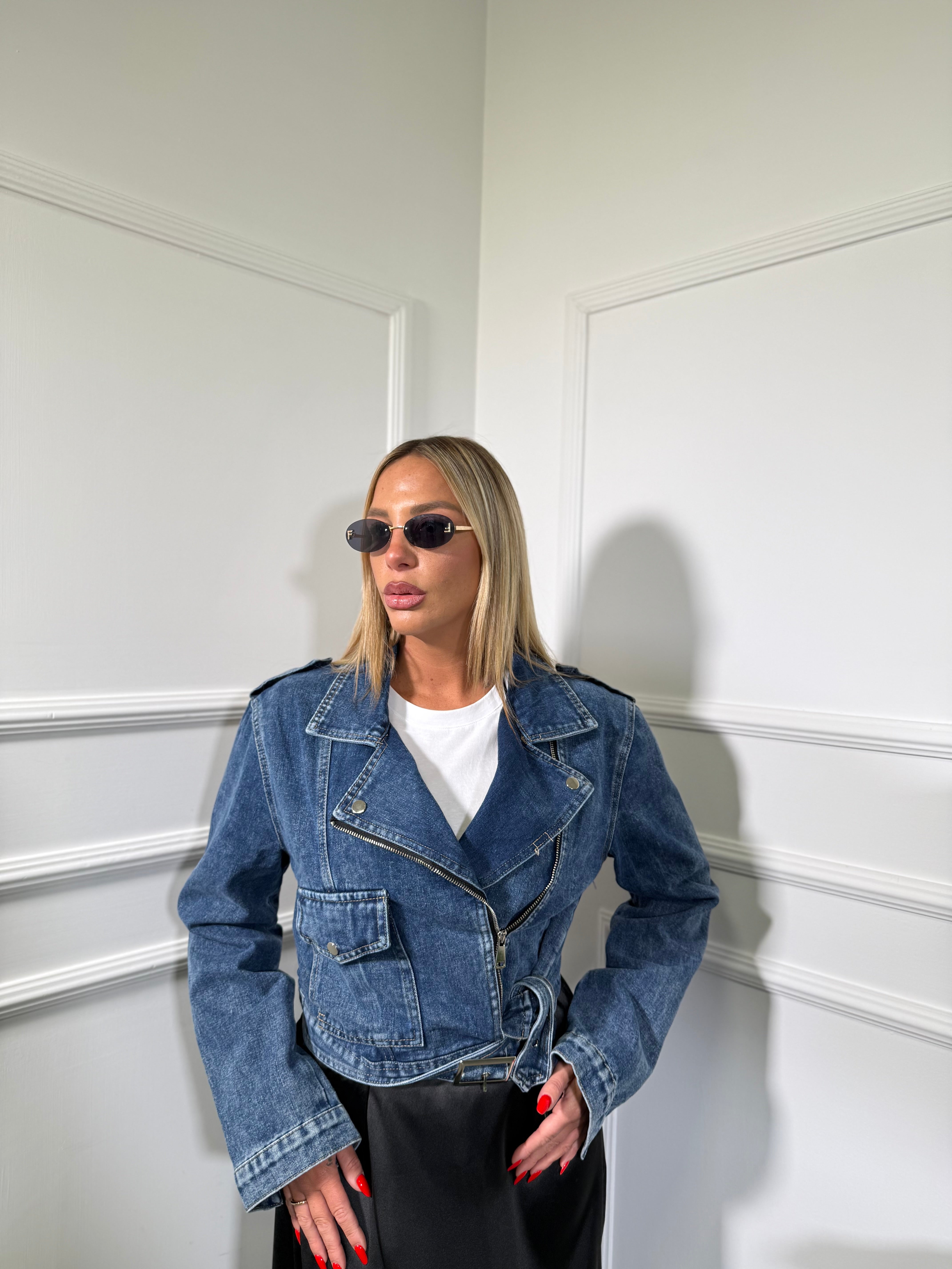 Chiodo in denim lavaggio scuro Brendy mf2672