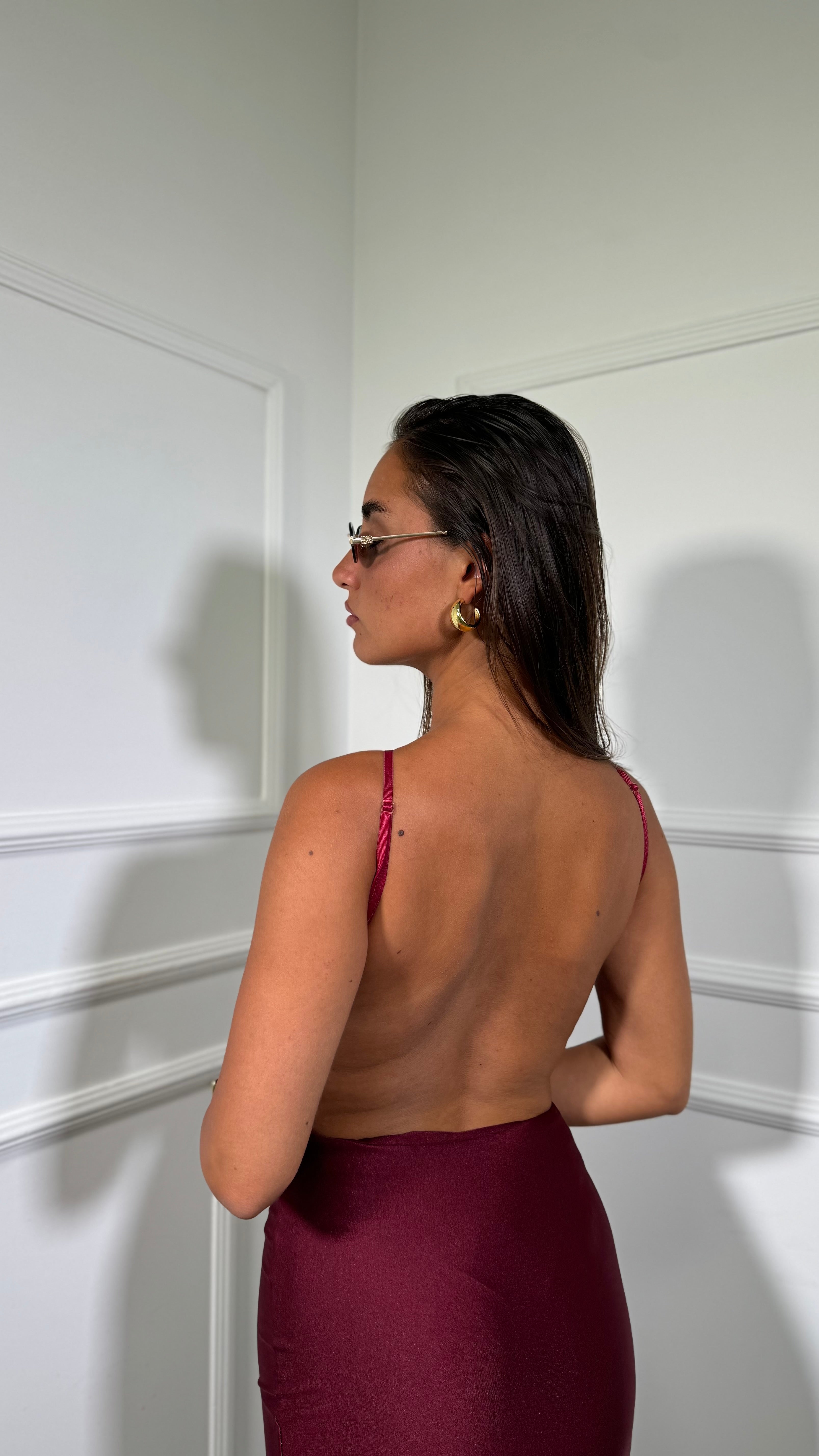Abito midi in lycra cut out Flaminia bordeaux 11768