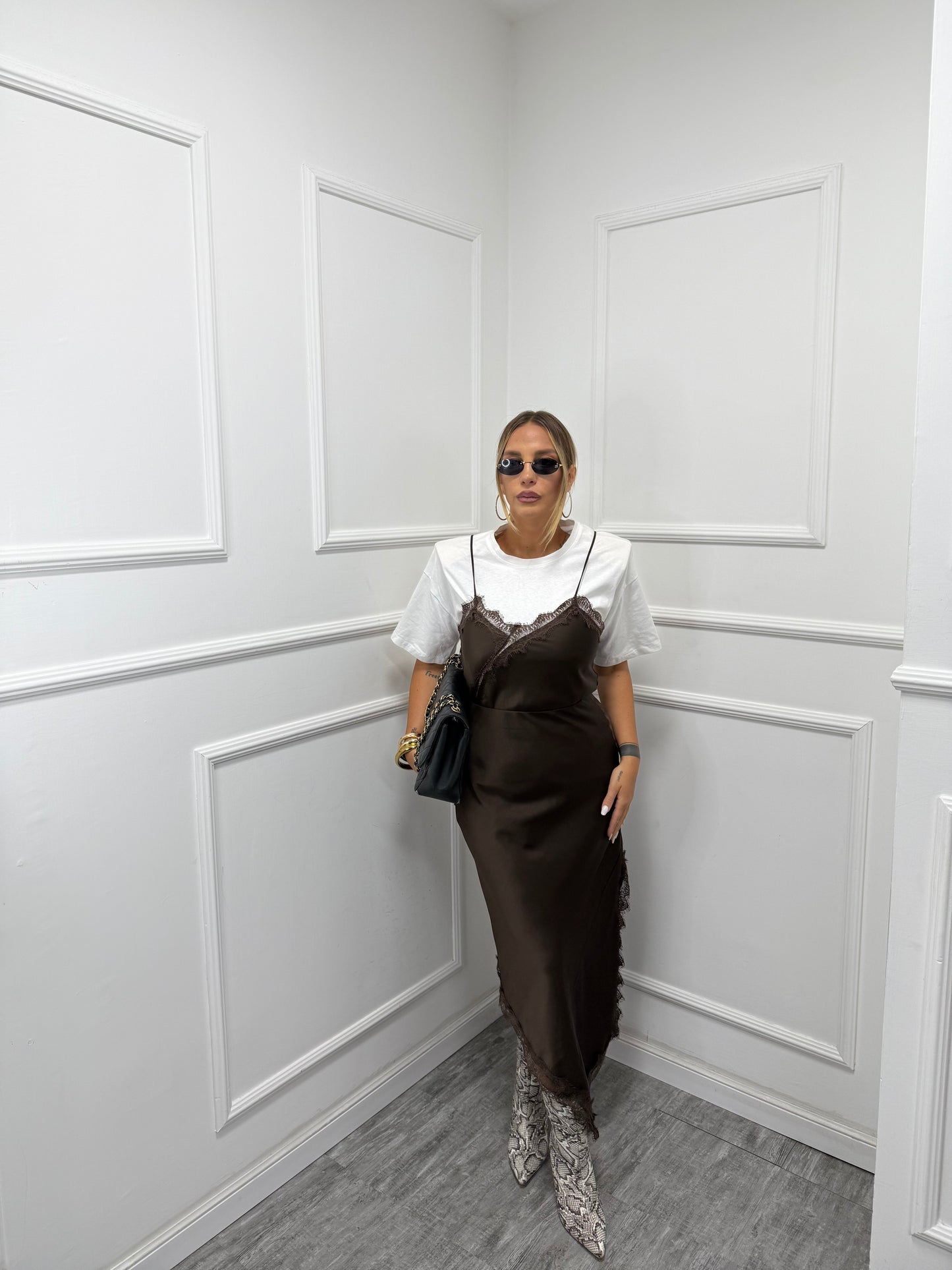 Coordinato in satin Amanda cioccolato 19651