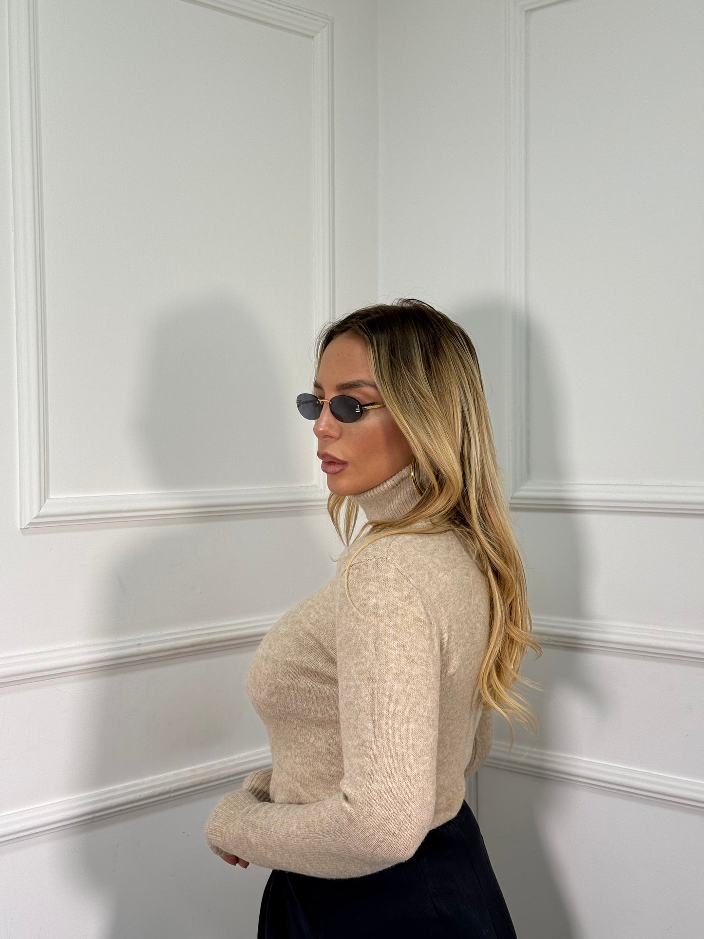 Maglioncino collo alto in lana cotta Everyday cappuccino g091