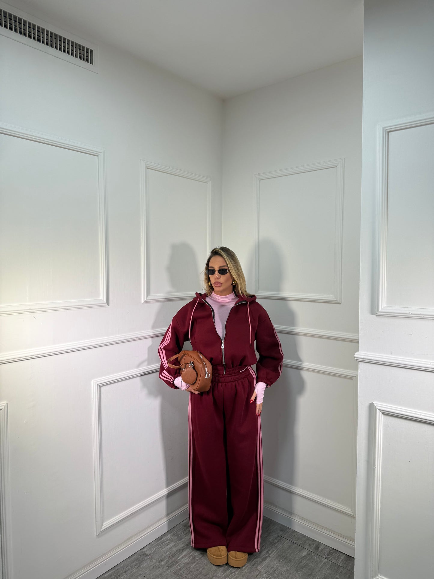 Coordinato in tuta Again bordeaux/rosa 22648