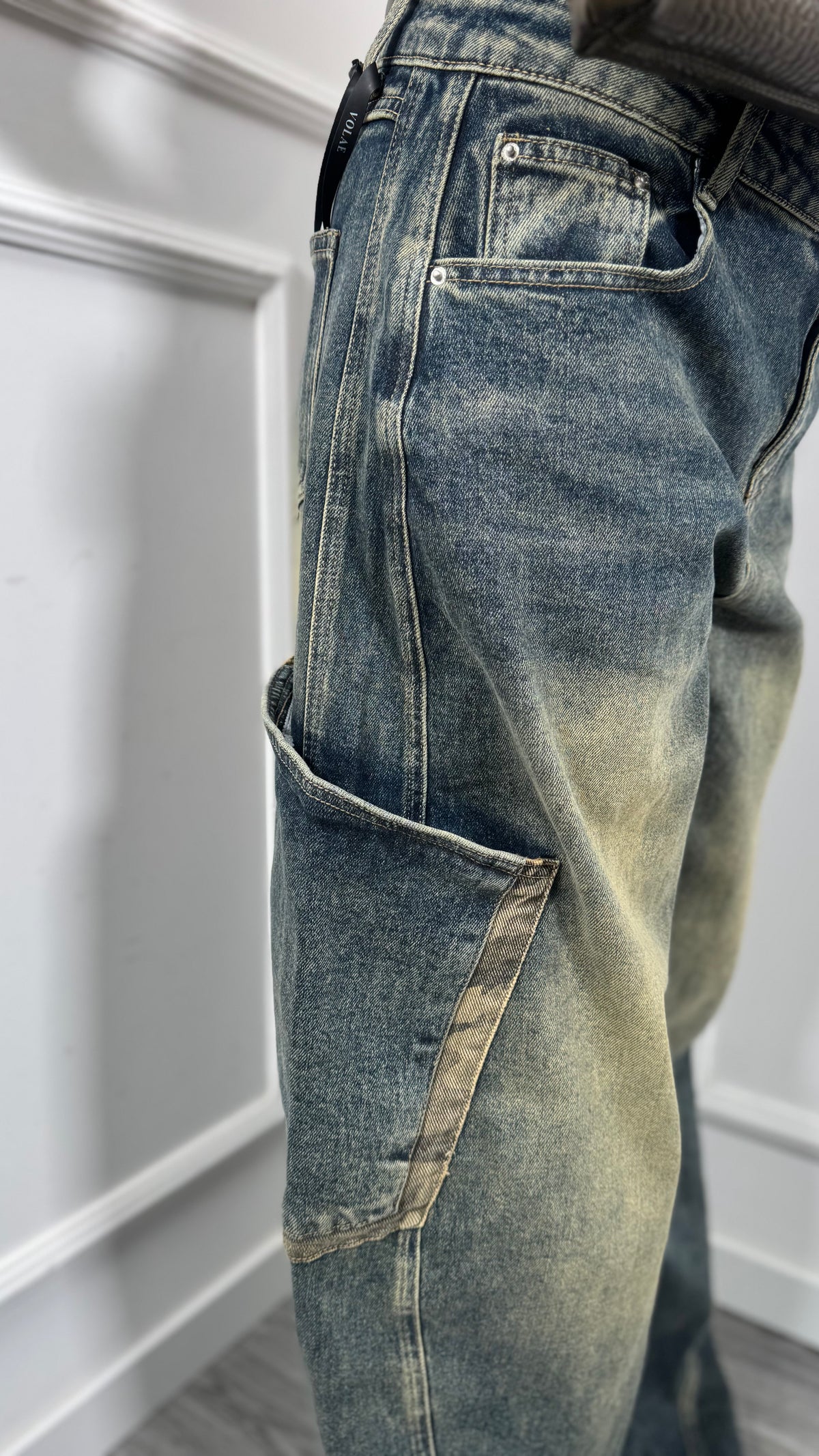 Jeans balloon con tasconi militare effetto sabbiato CURVY yd8365-1