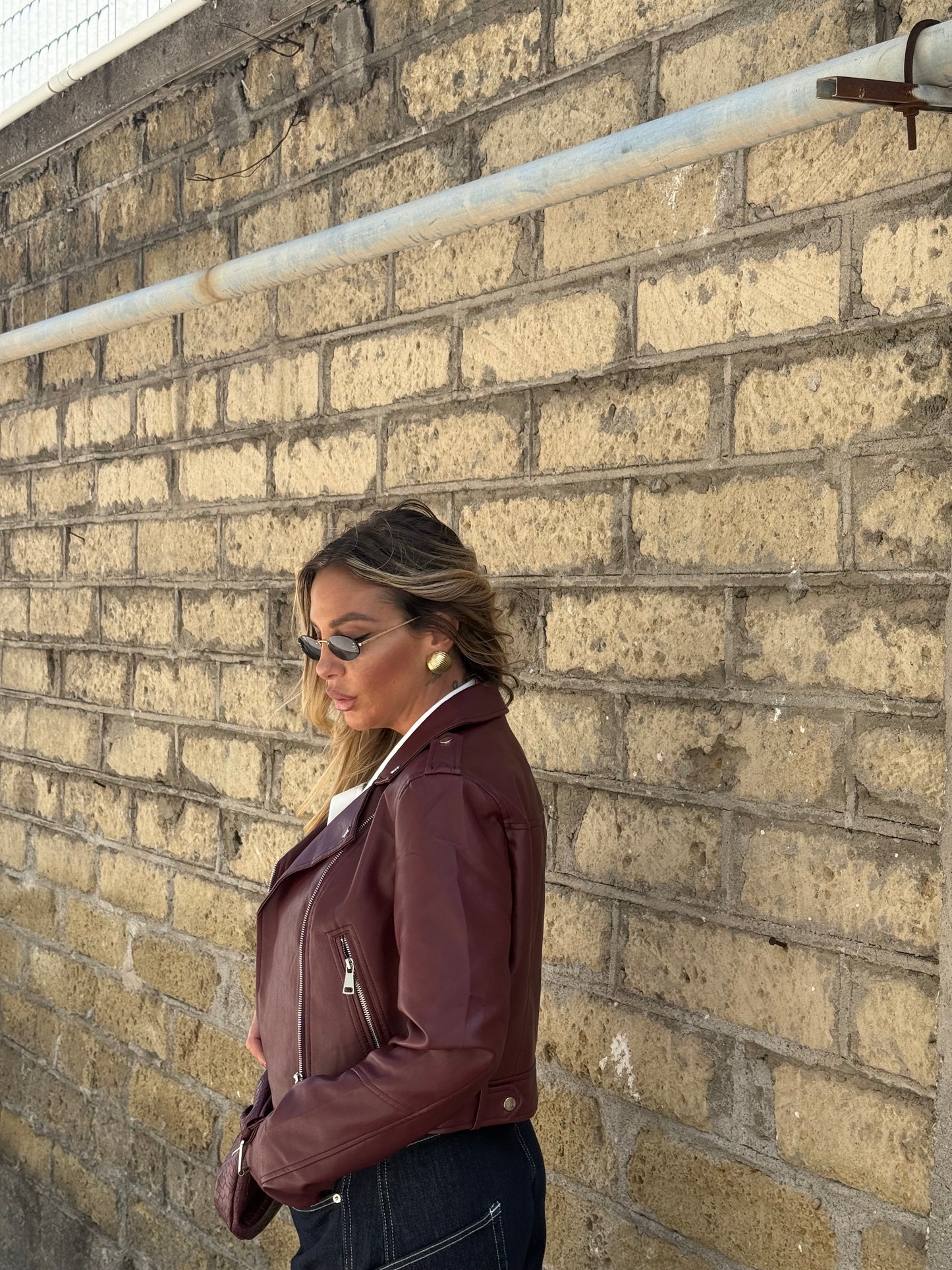 Chiodo ecopelle Venice bordeaux 0565