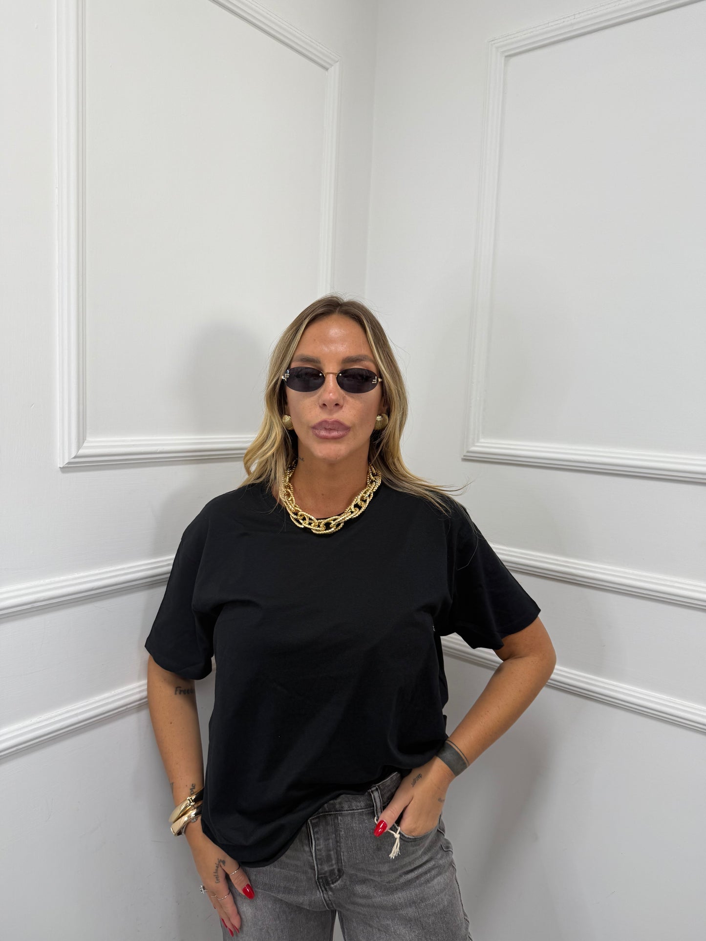 Maxi t-shirt oversize basic nera