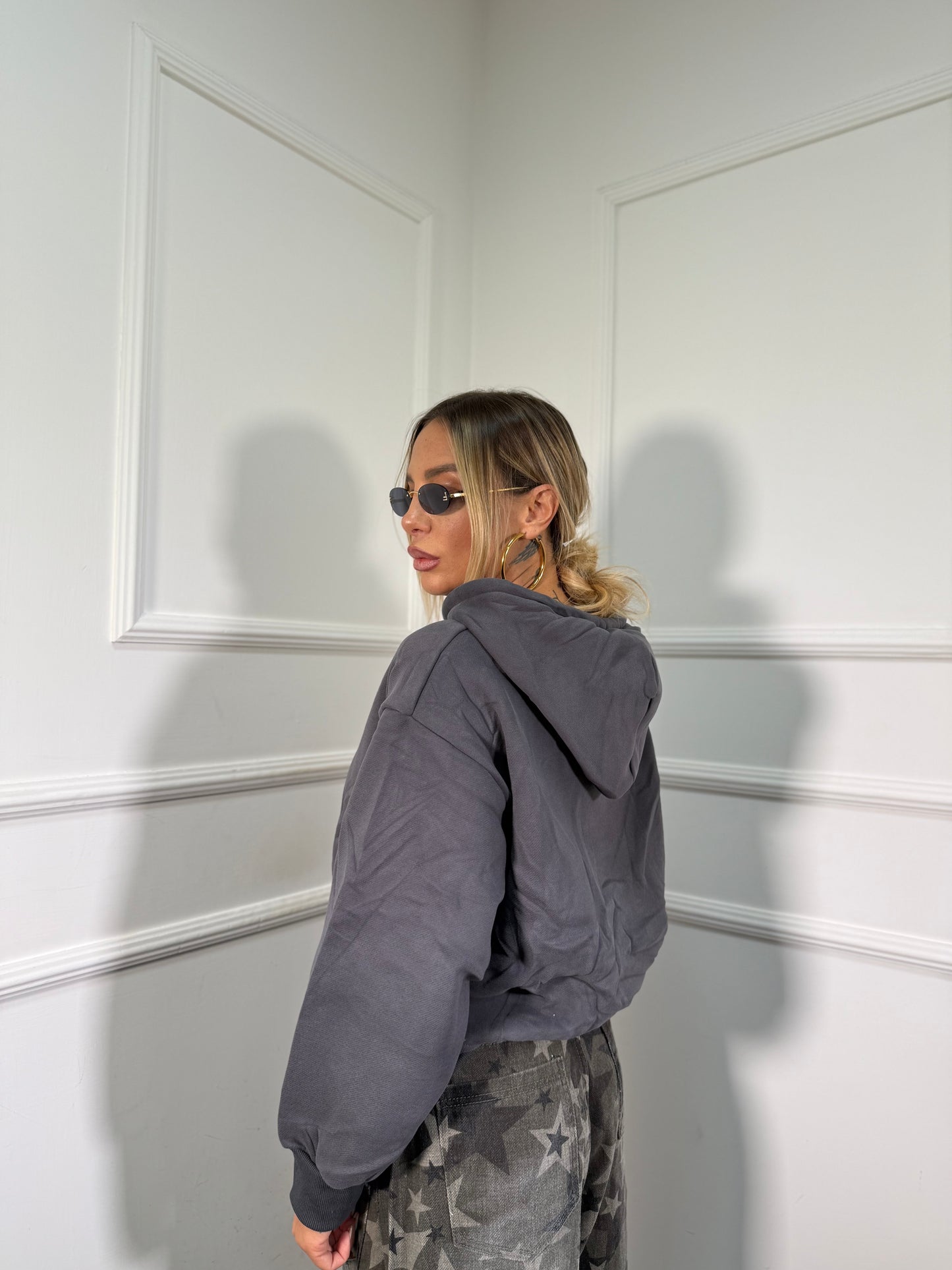 Felpa strutturata Starbucks grigio antracite K-3703