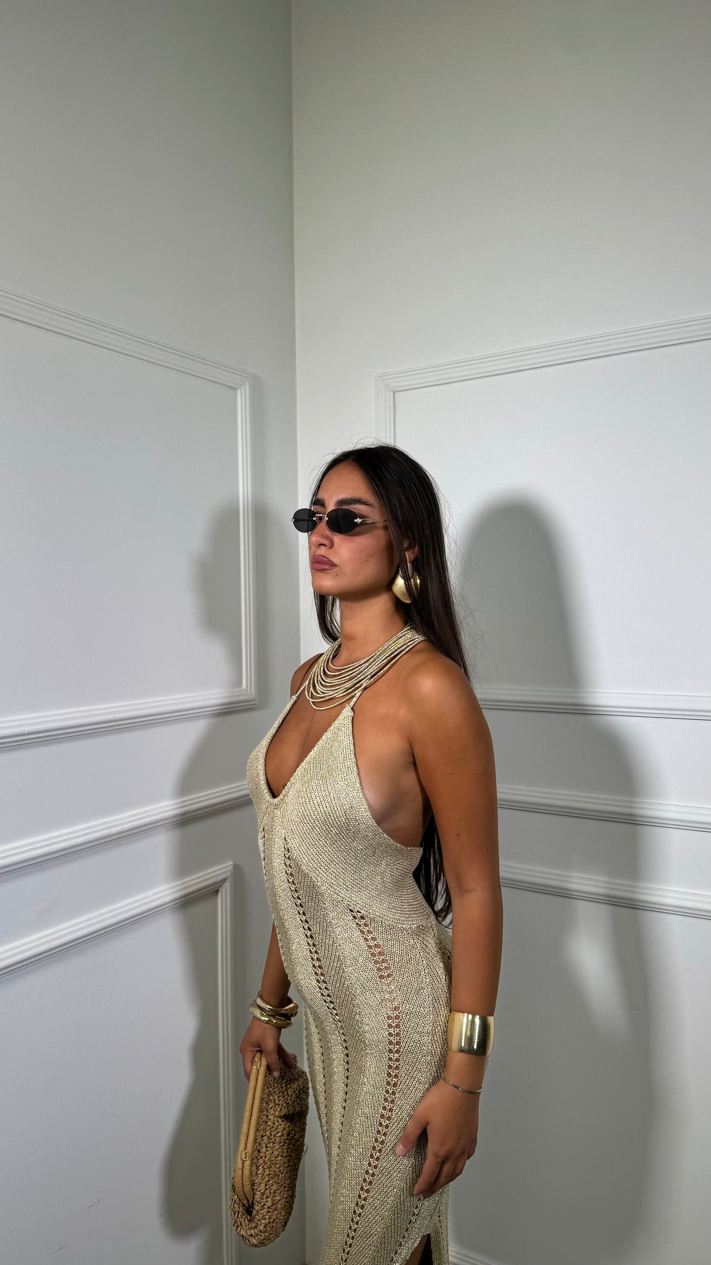 Abito midi in filo lurex Chiringhito oro