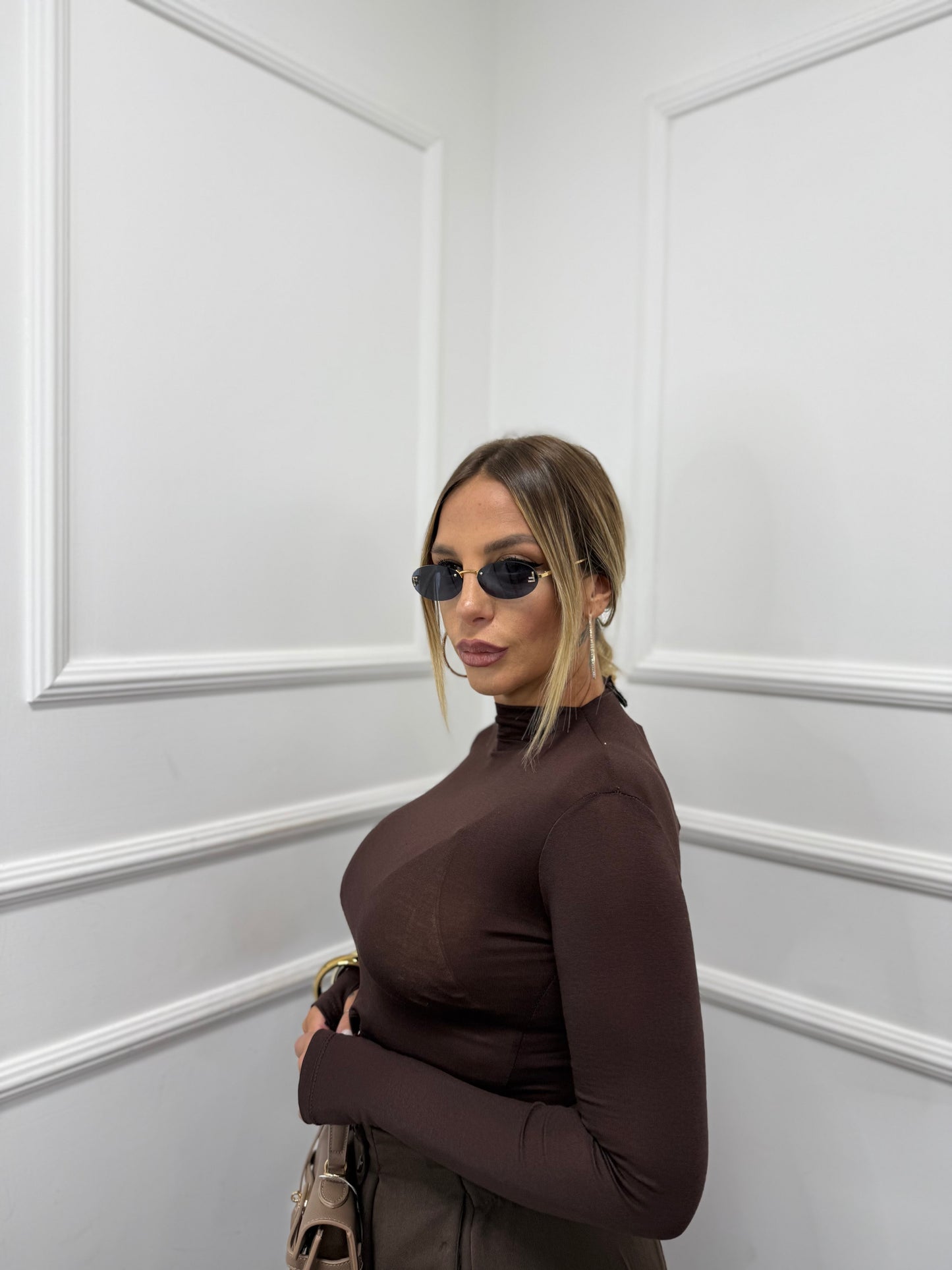 Shirt crop Bea cioccolato 5317