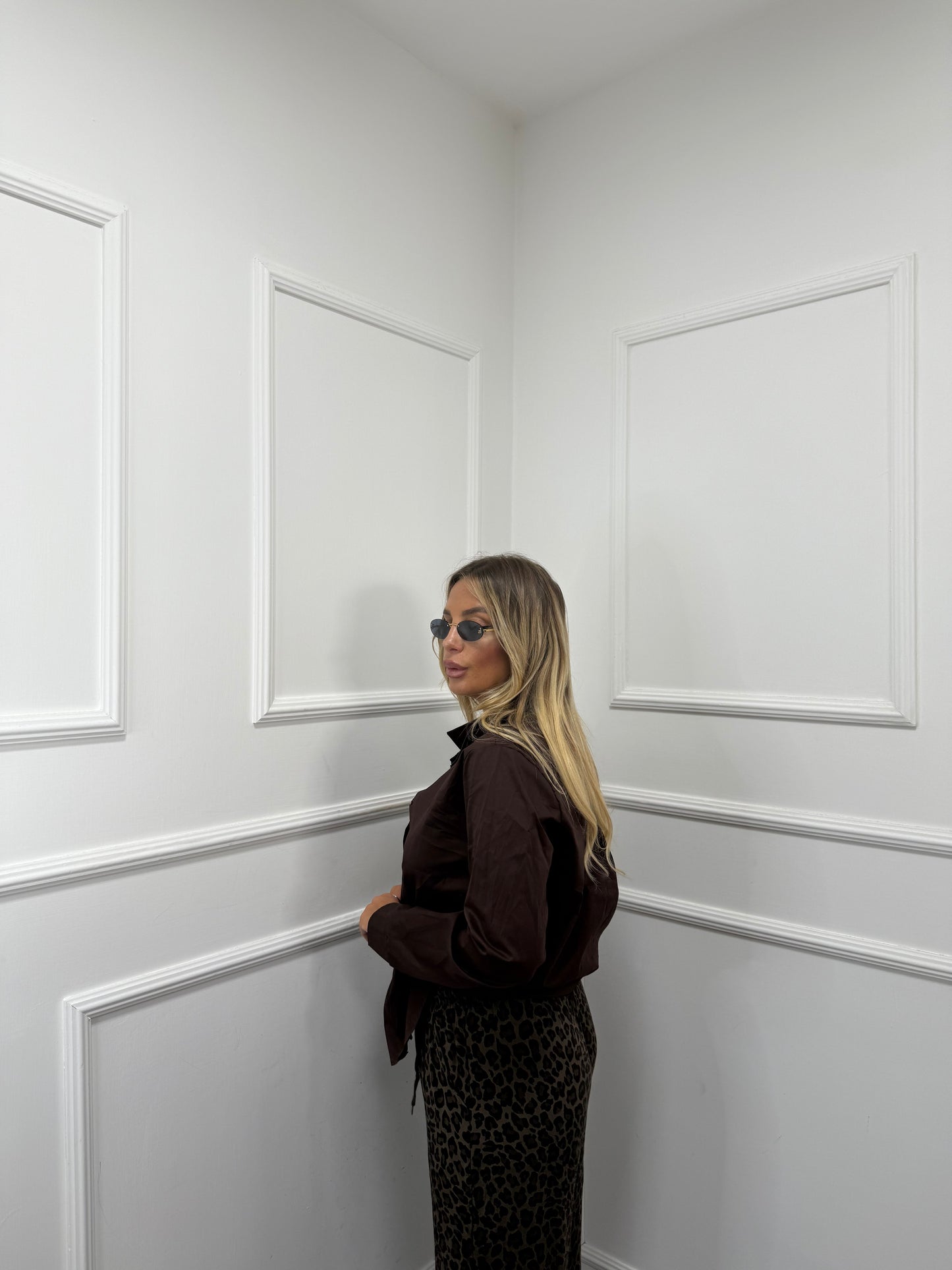 Camicia in cotone Work cioccolato 3264