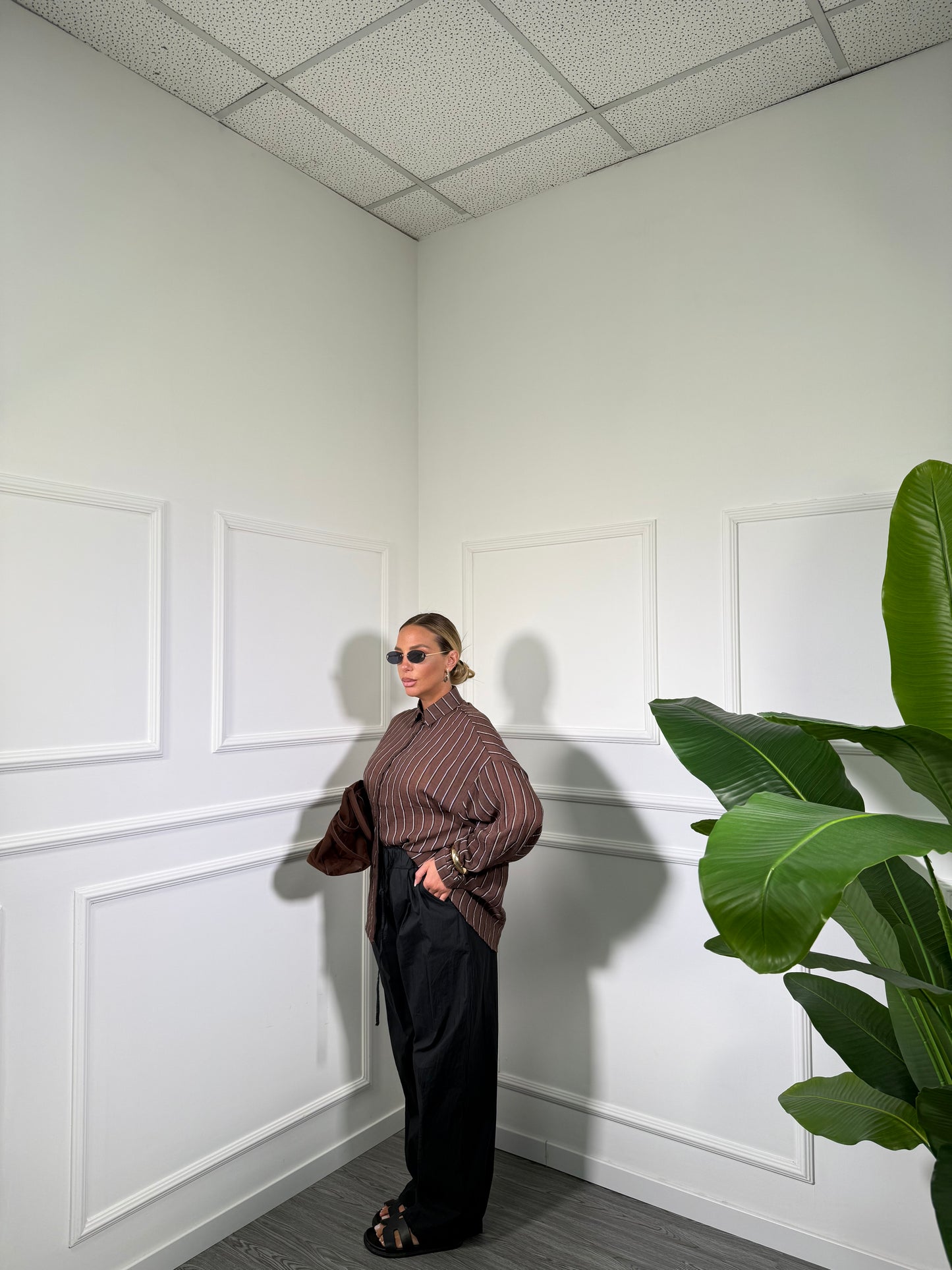 Pantaloni palazzo in cotone Niside nero 25156