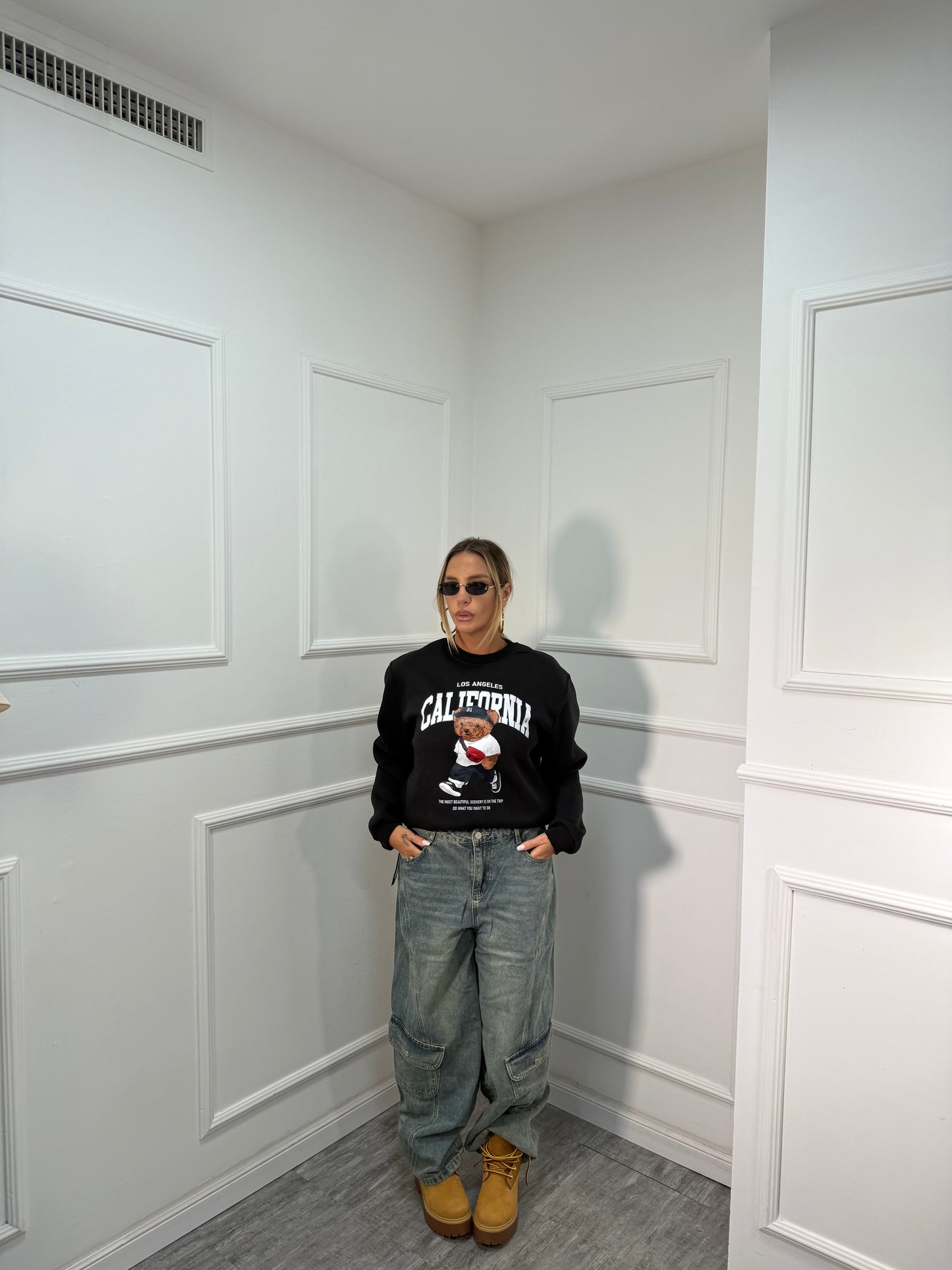 Felpa in pile Teddy nera 36410