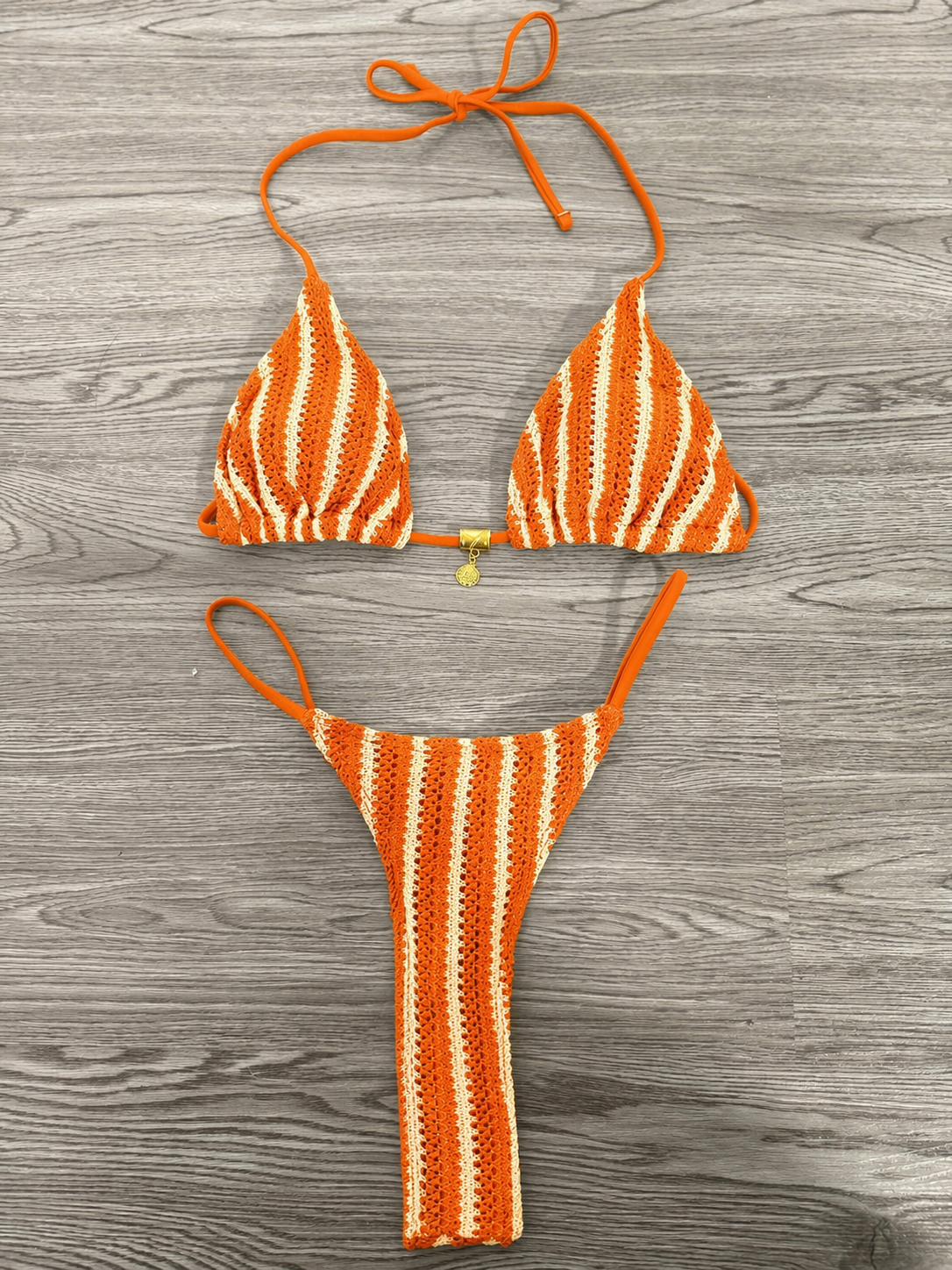 Costume con copricostume ricamato Rio arancio s9377