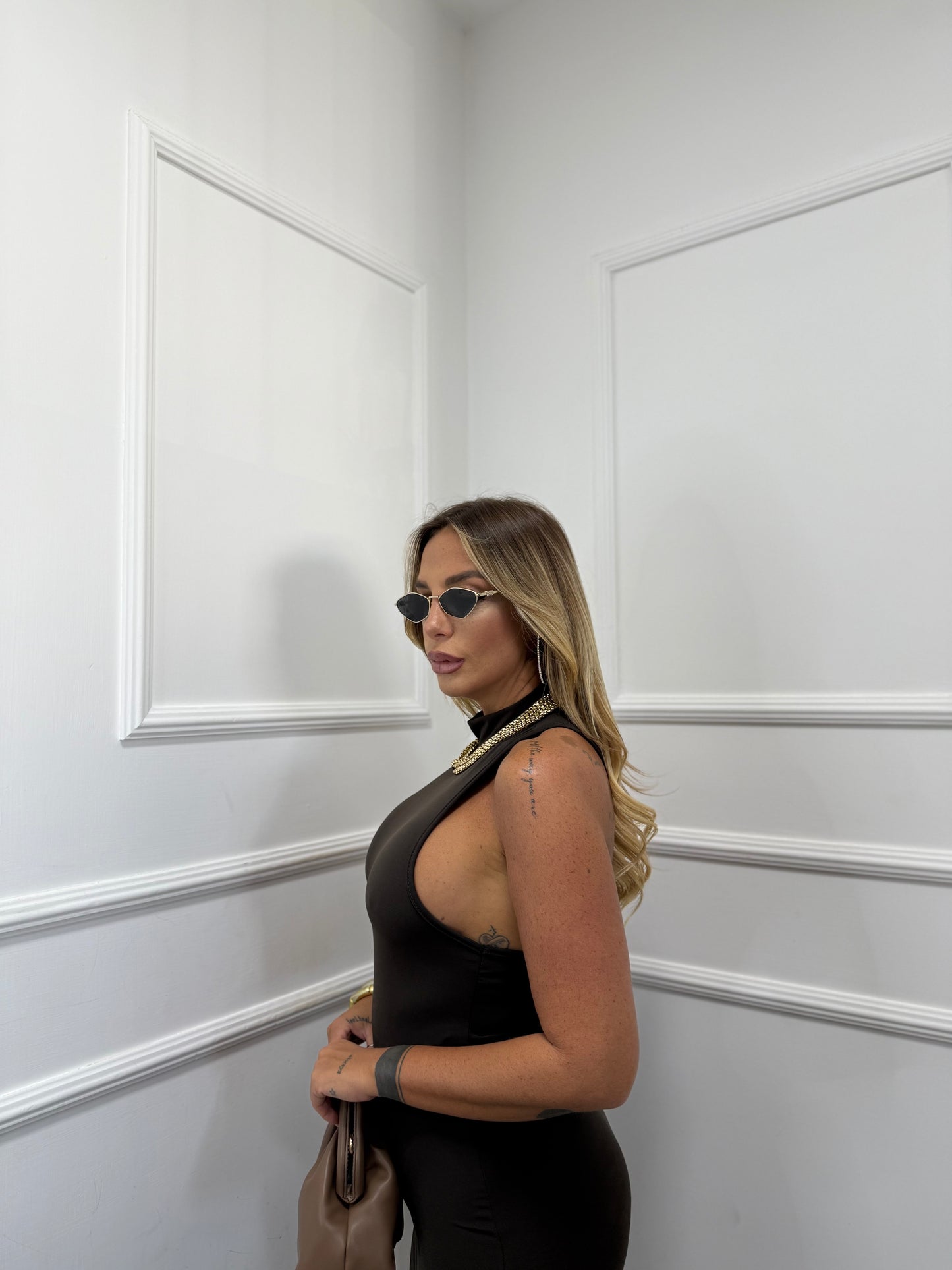 Abito midi Sofy cioccolato 25756