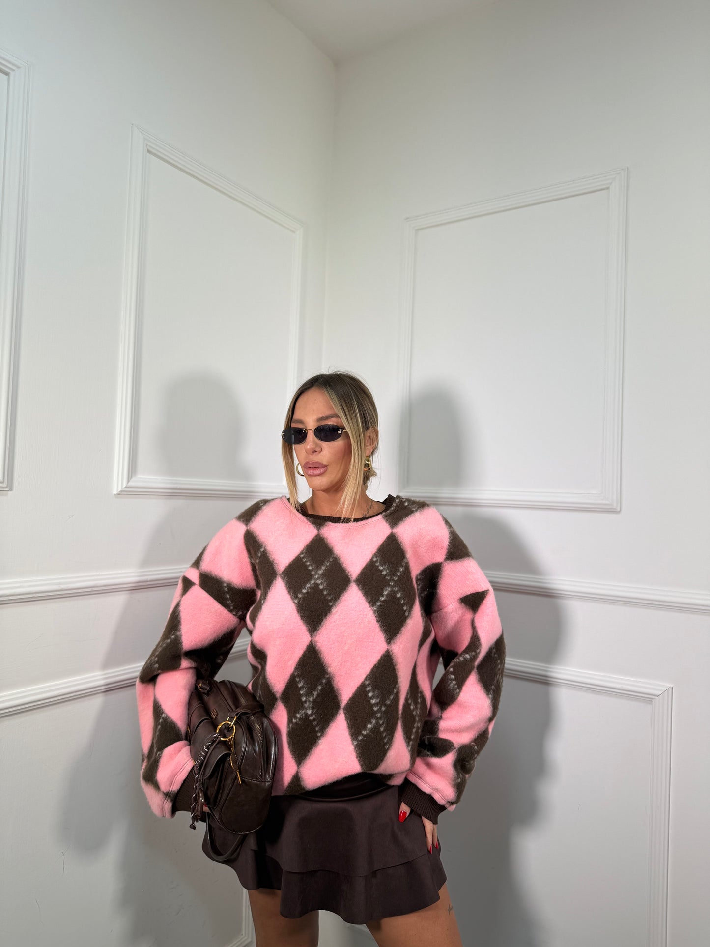 Minigonna con rouches Seline cioccolato 45063