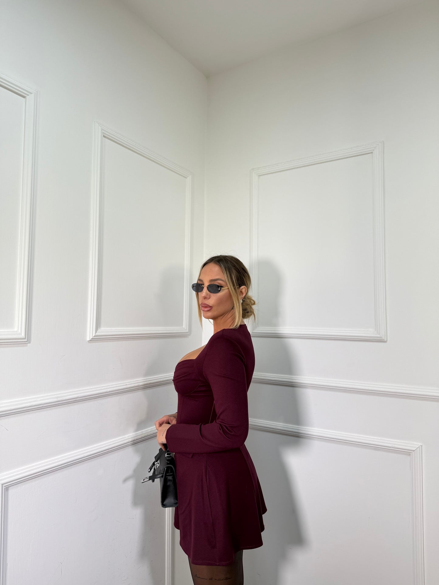 Abito svasato Camila borgogna 43907