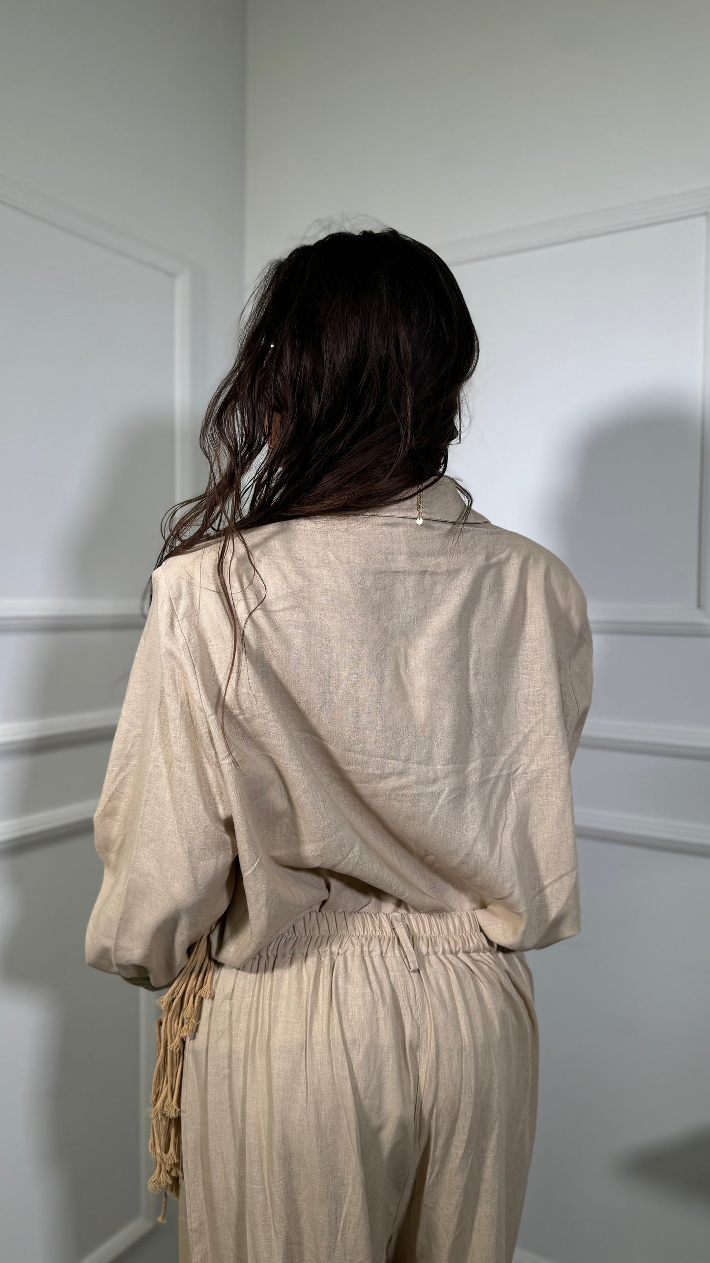 Coordinato premium quality in lino 40/52 Nabilah beige 260758