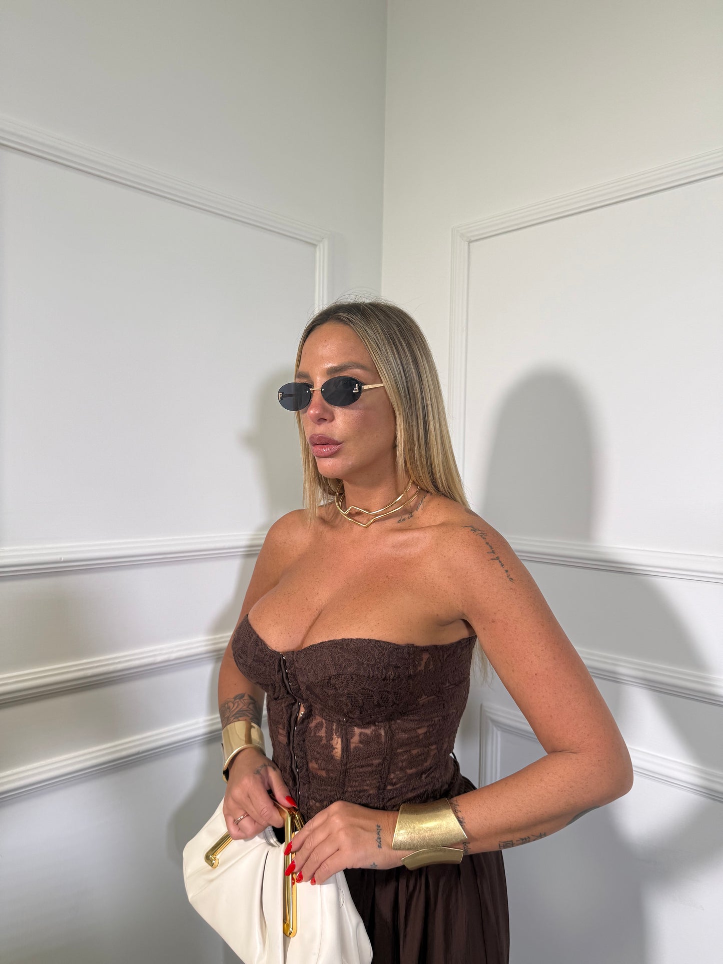 Bustier in pizzo Sally cioccolato