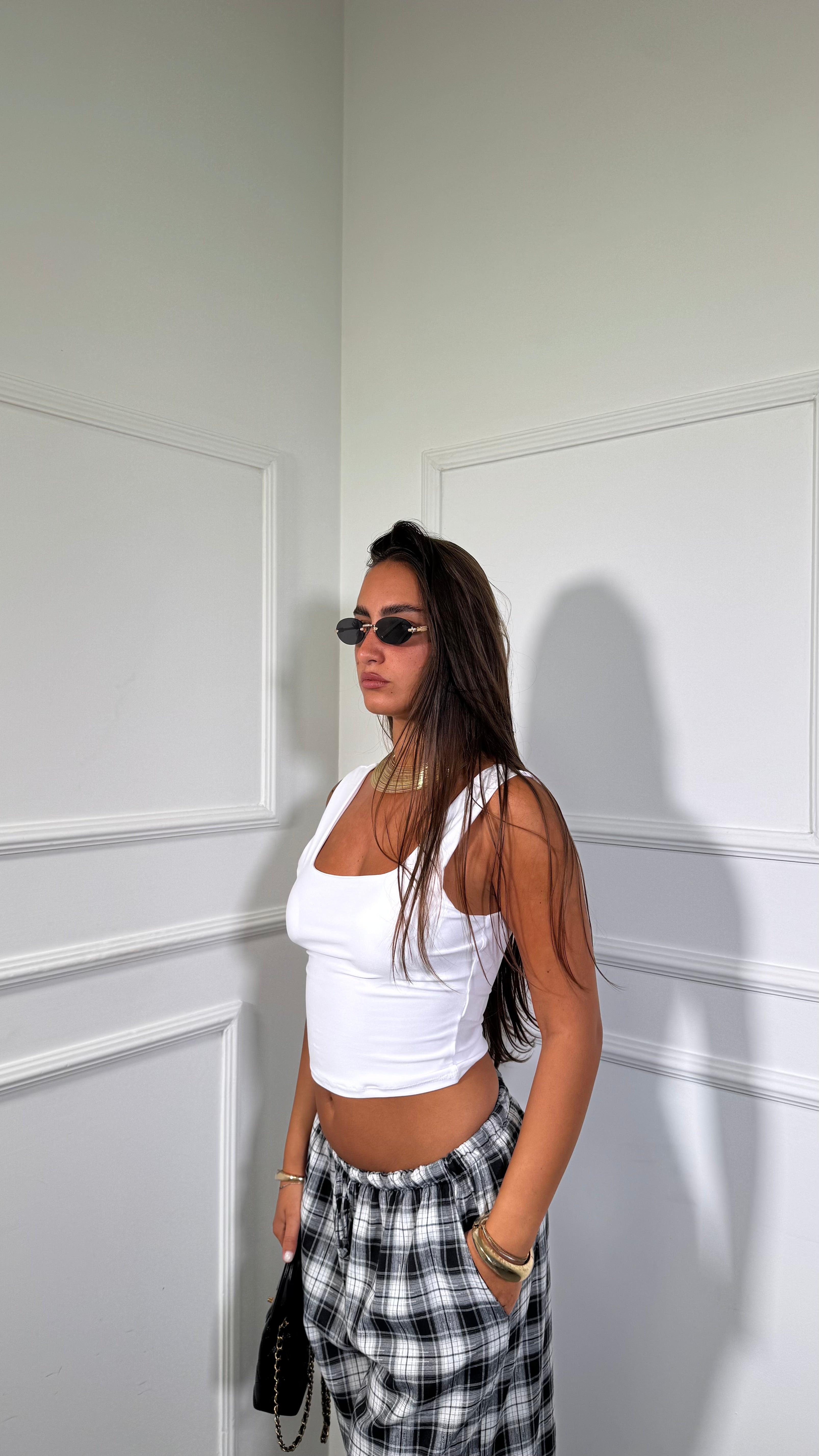 Top in lycra scollo squadrato Bernys bianco