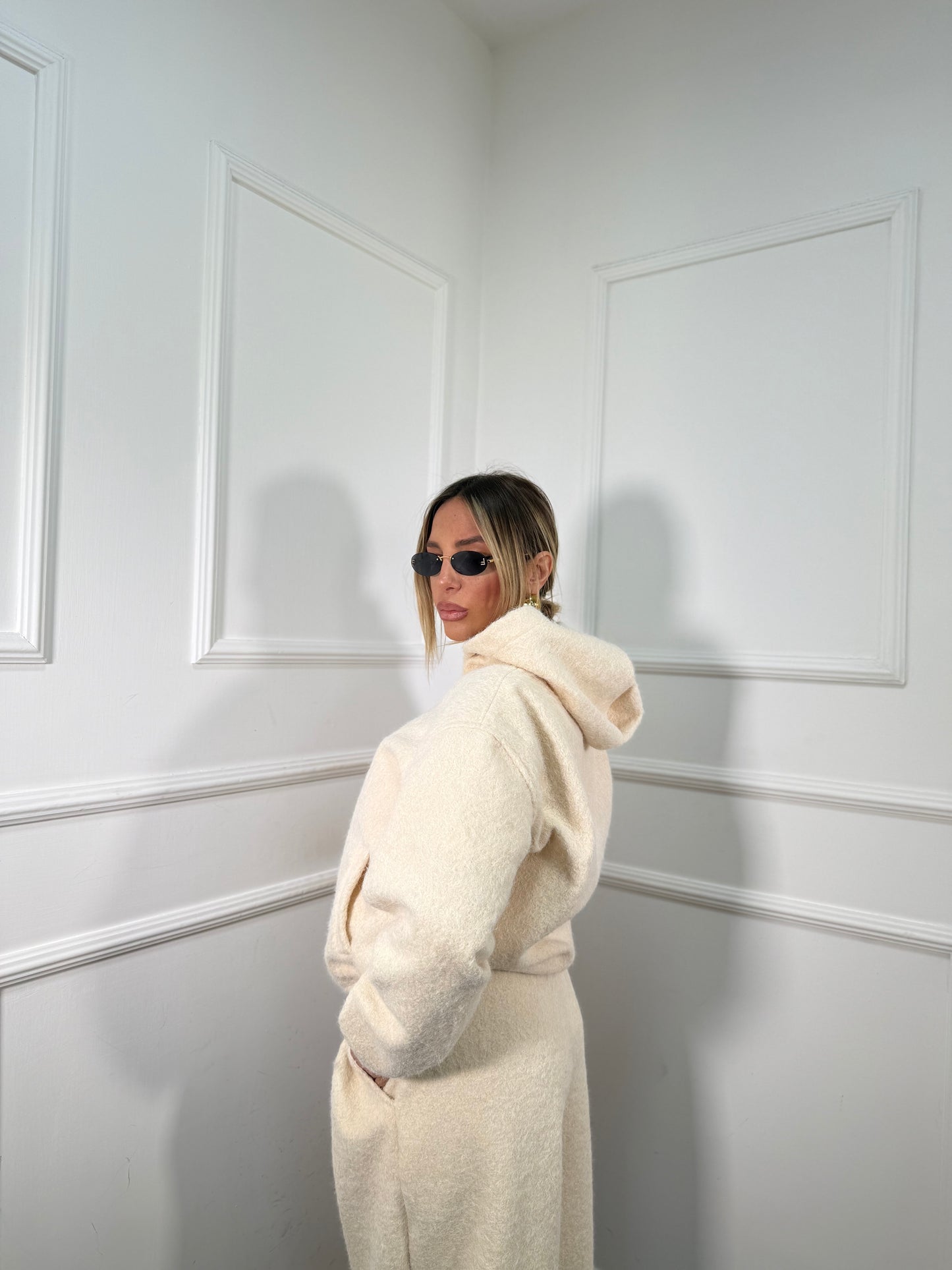 Coordinato tuta lana cotta Bear panna 50815