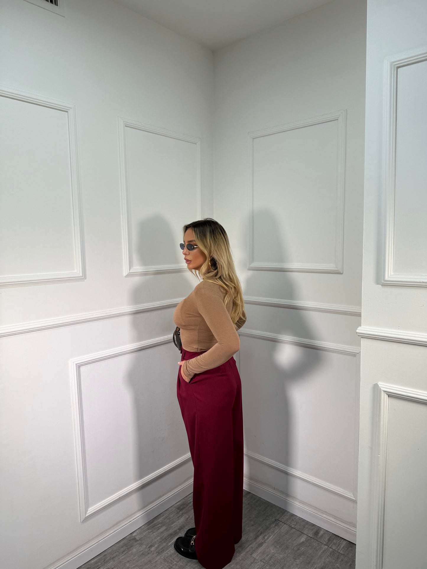 Pantaloni palazzo Studios bordeaux 15592